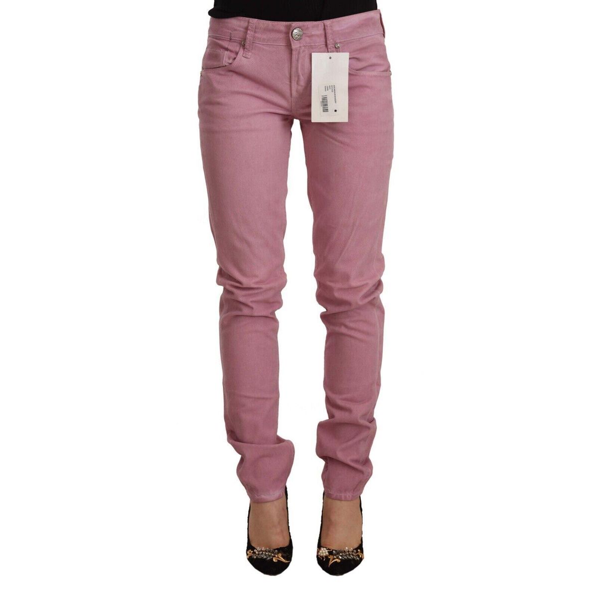 Acht Elegant Pink Slim Fit Denim Jeans