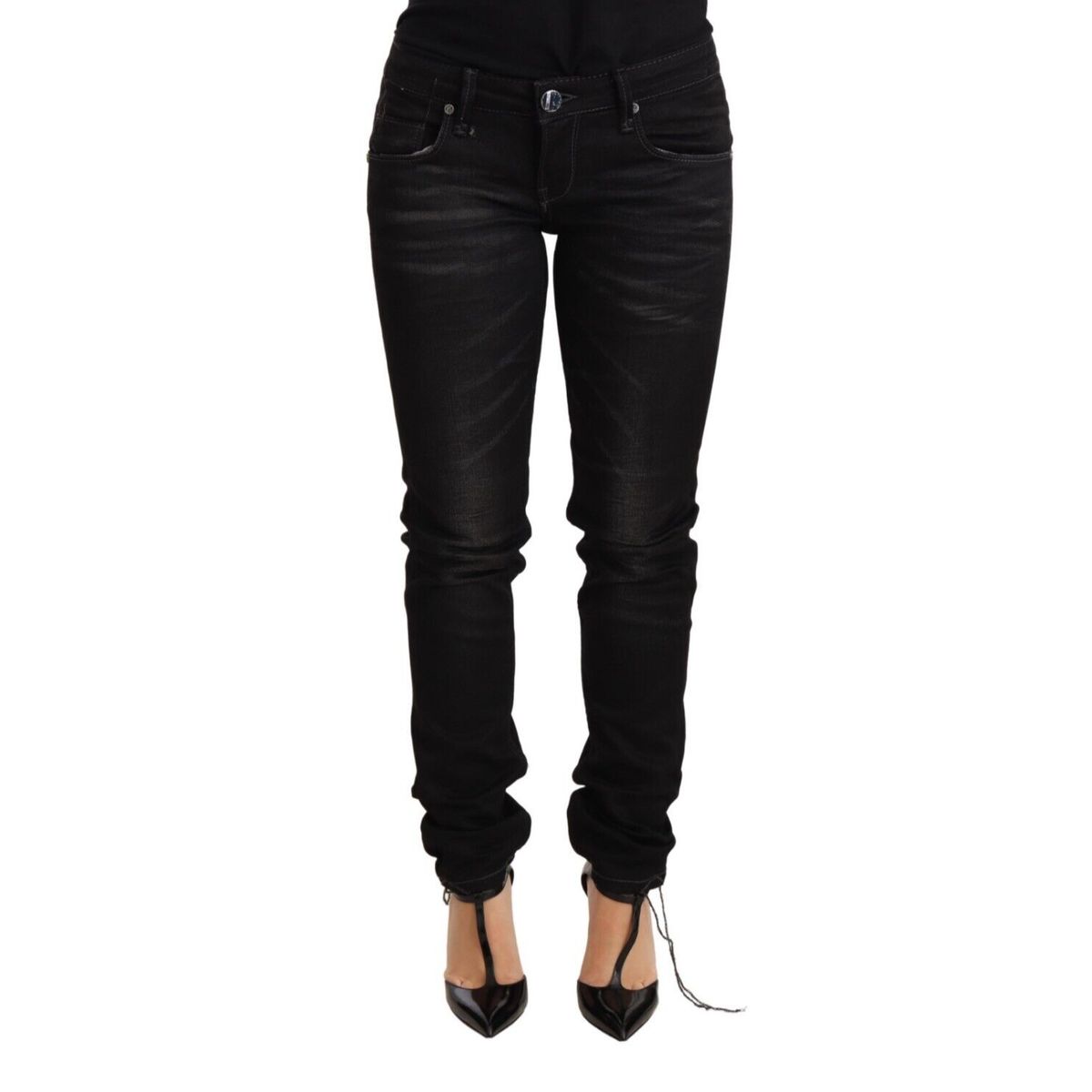 Acht Sleek Black Washed Skinny Jeans