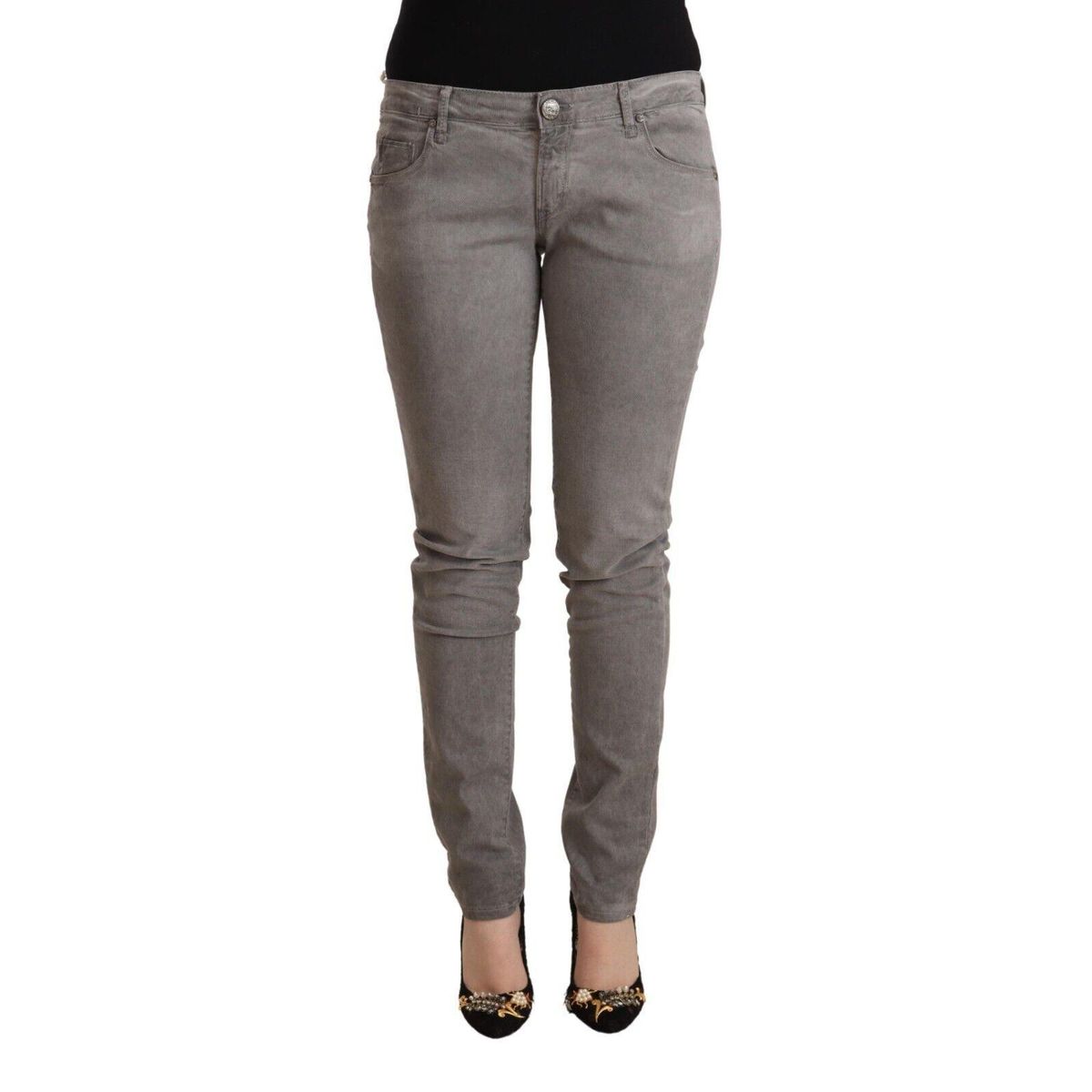 Acht Sleek Gray Skinny Low Waist Jeans