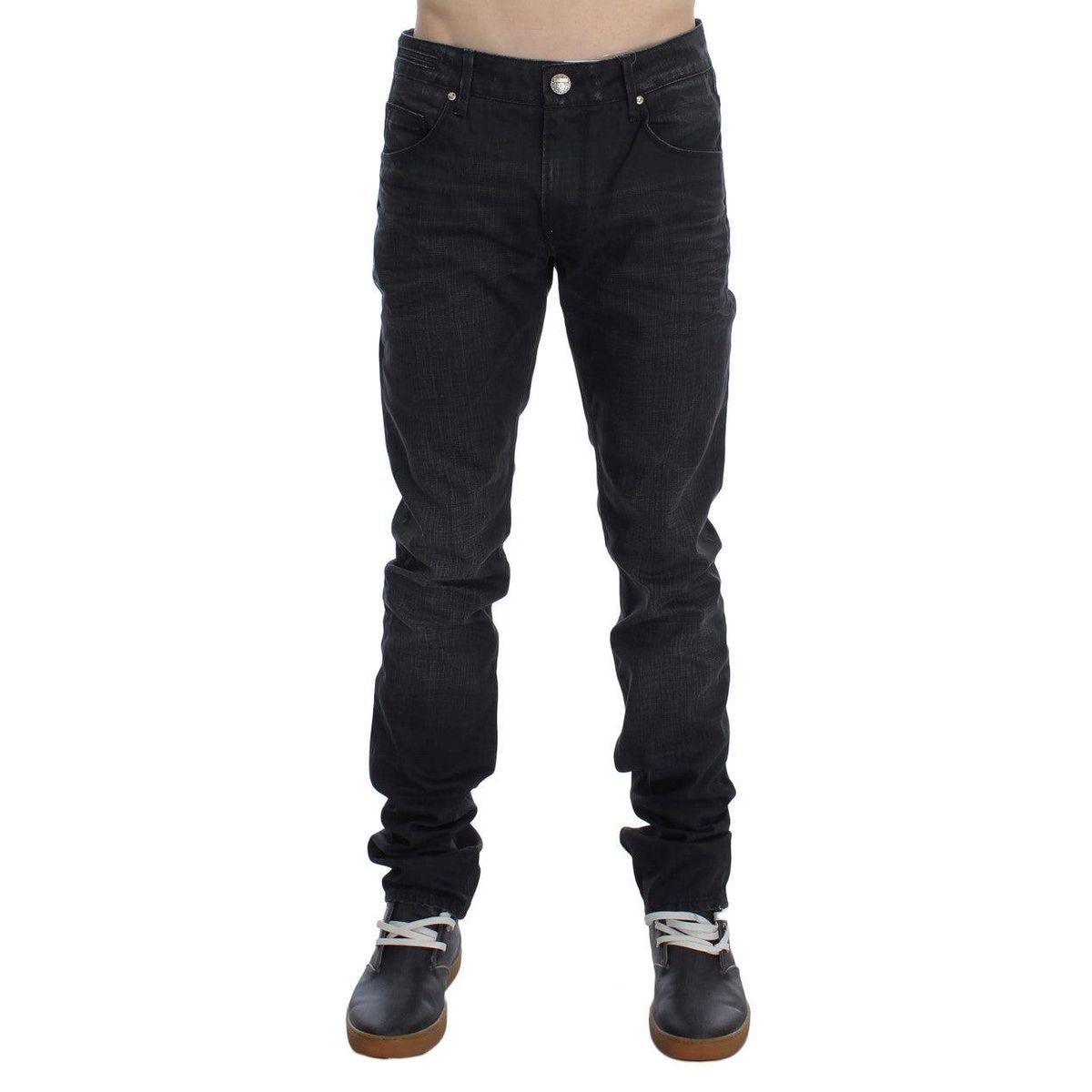 Acht Sleek Gray Slim Fit Italian Herres Jeans