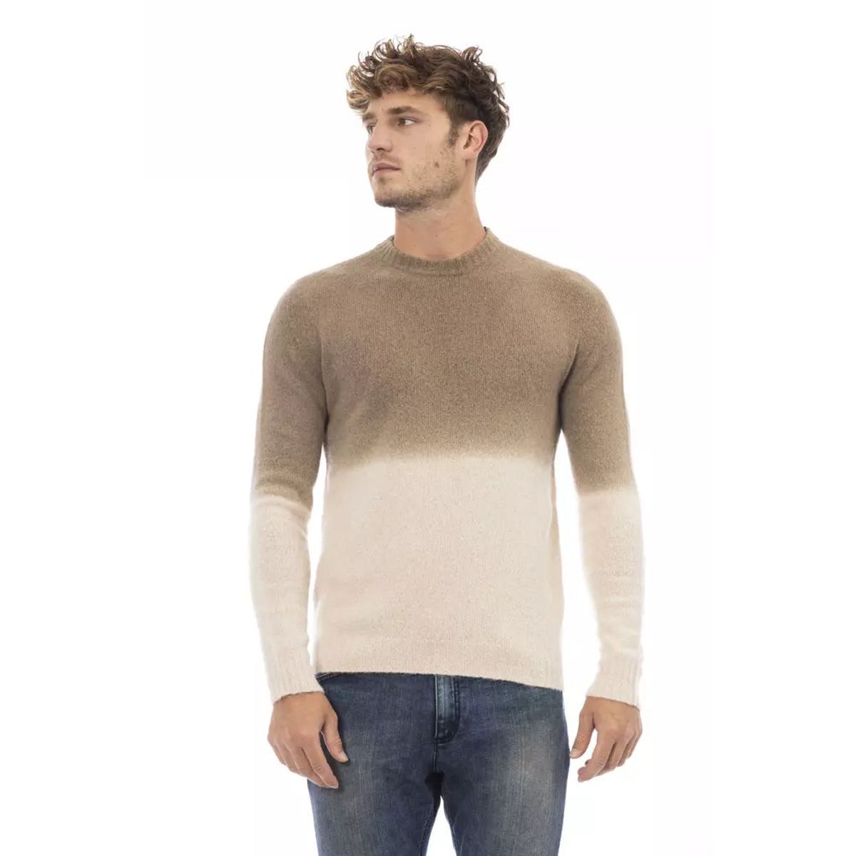 Alpha Studio Beige Læder Sweater