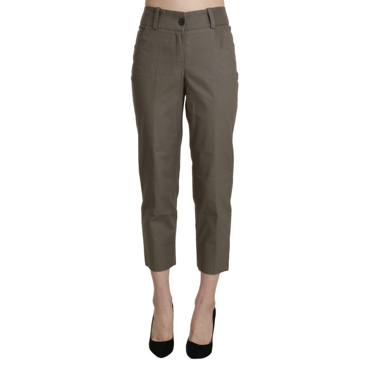 BENCIVENGA Elegant High Waist Cropped Pants in Gray