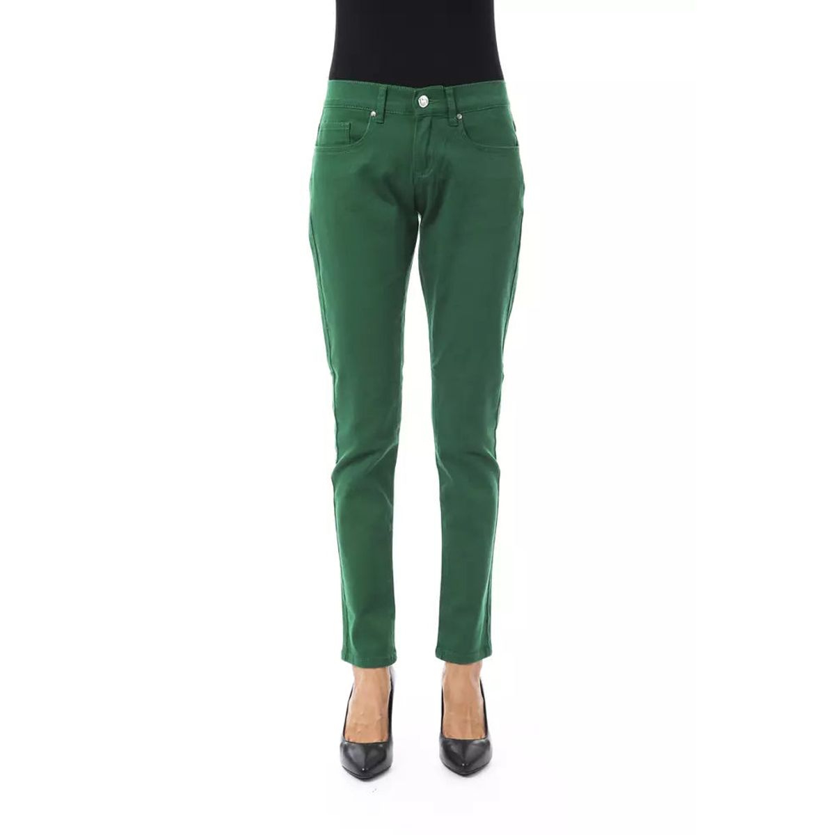 BYBLOS Chic Green Slim Fit Cotton Pants