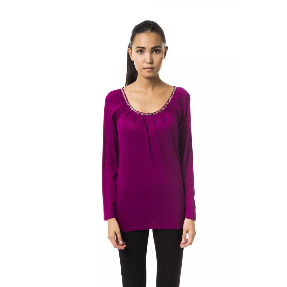 BYBLOS Chic Purple Long Sleeve Round Neck Tee