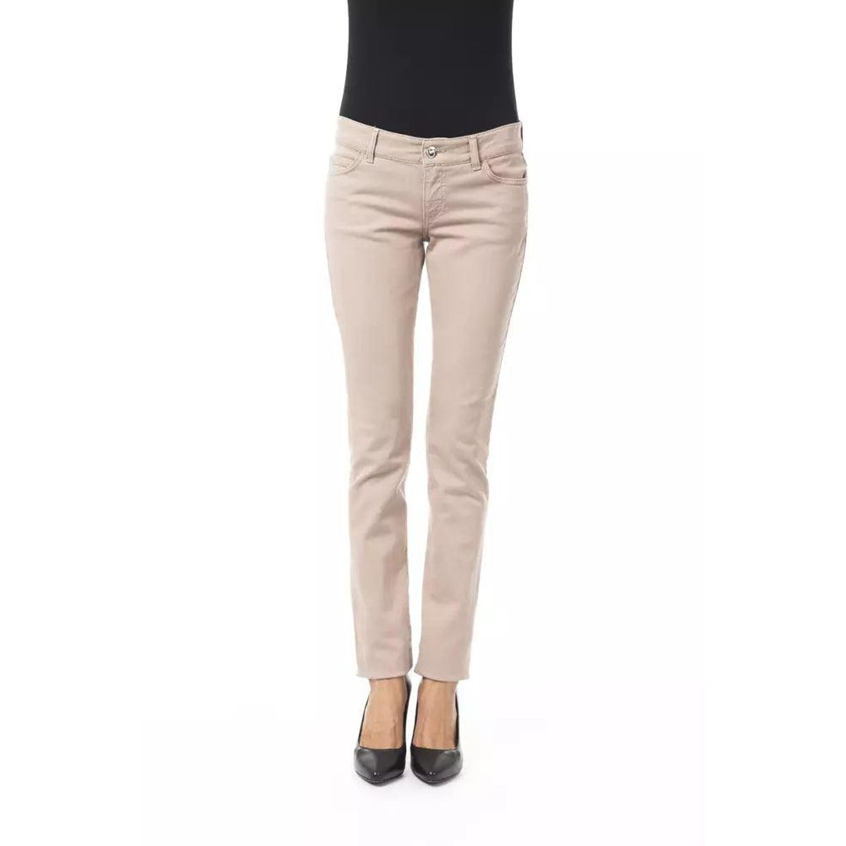 BYBLOS Elegant Beige Slim Fit Pants with Unique Chain Detail