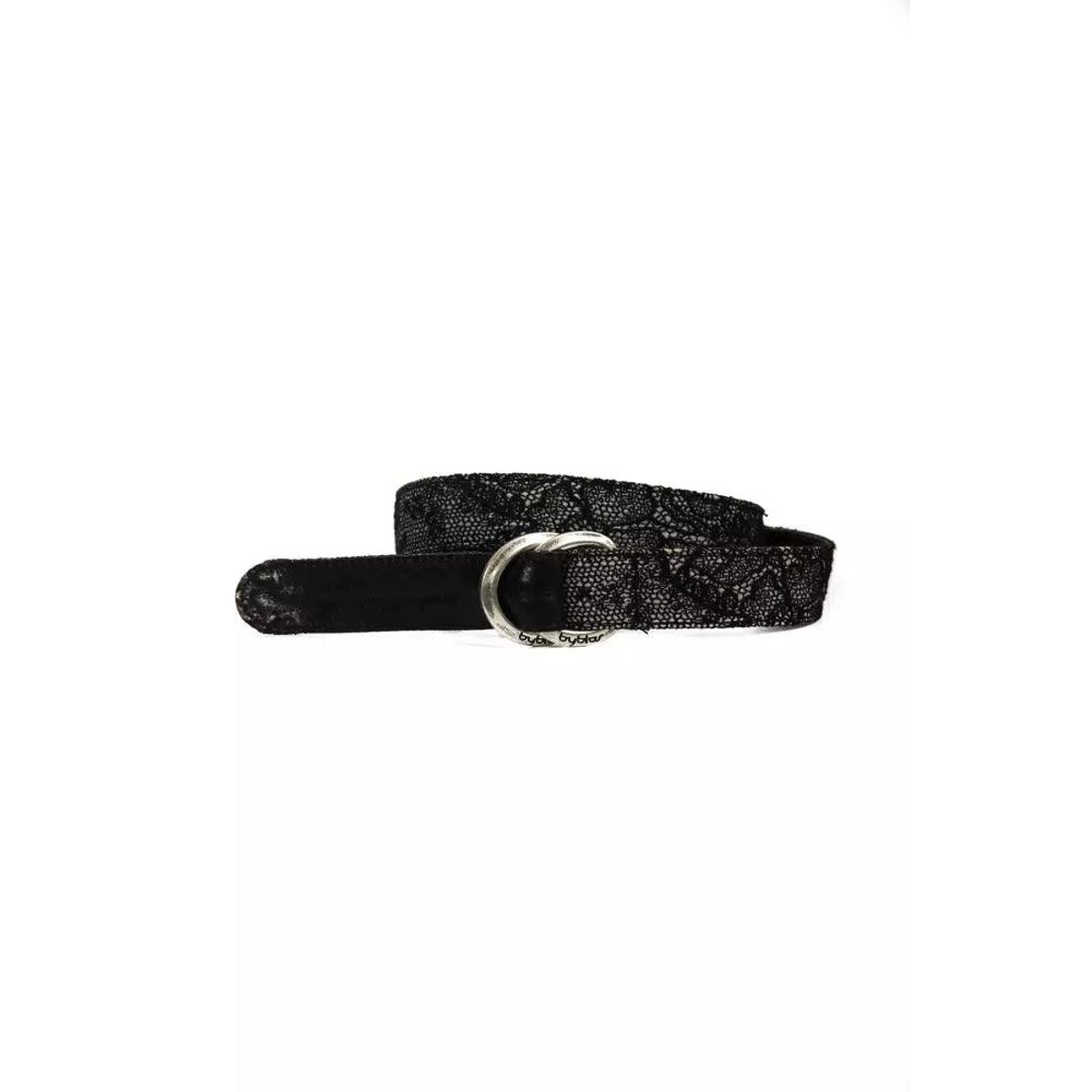 BYBLOS Elegant Black Textured Weave Leather Belt