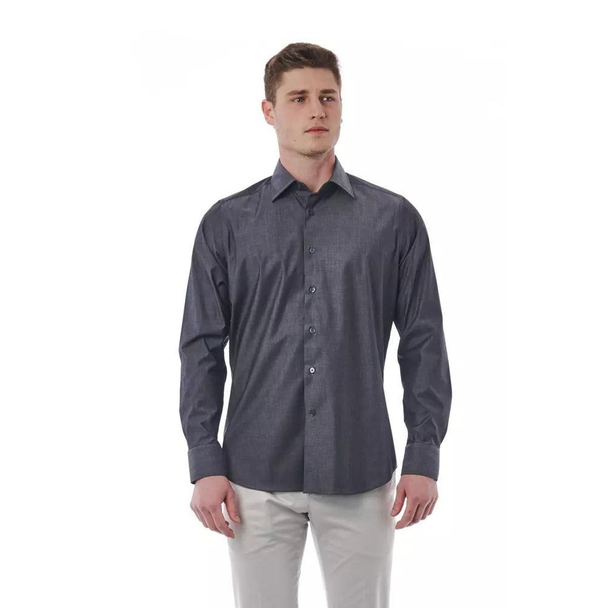 Bagutta Gray Cotton Herre Shirt