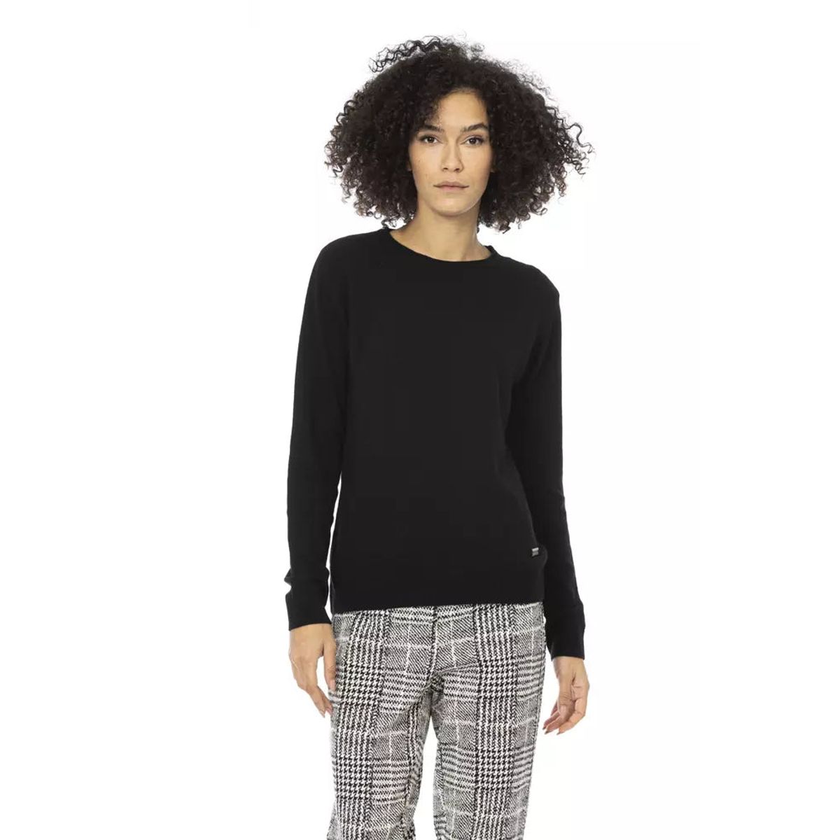 Baldinini Trend Black Wool Dame Sweater