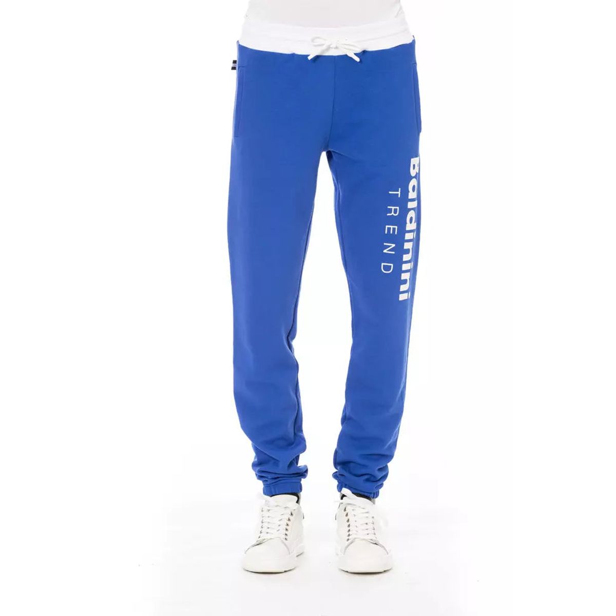 Baldinini Trend Chic Blue Cotton Sport Pants with Lace Closure