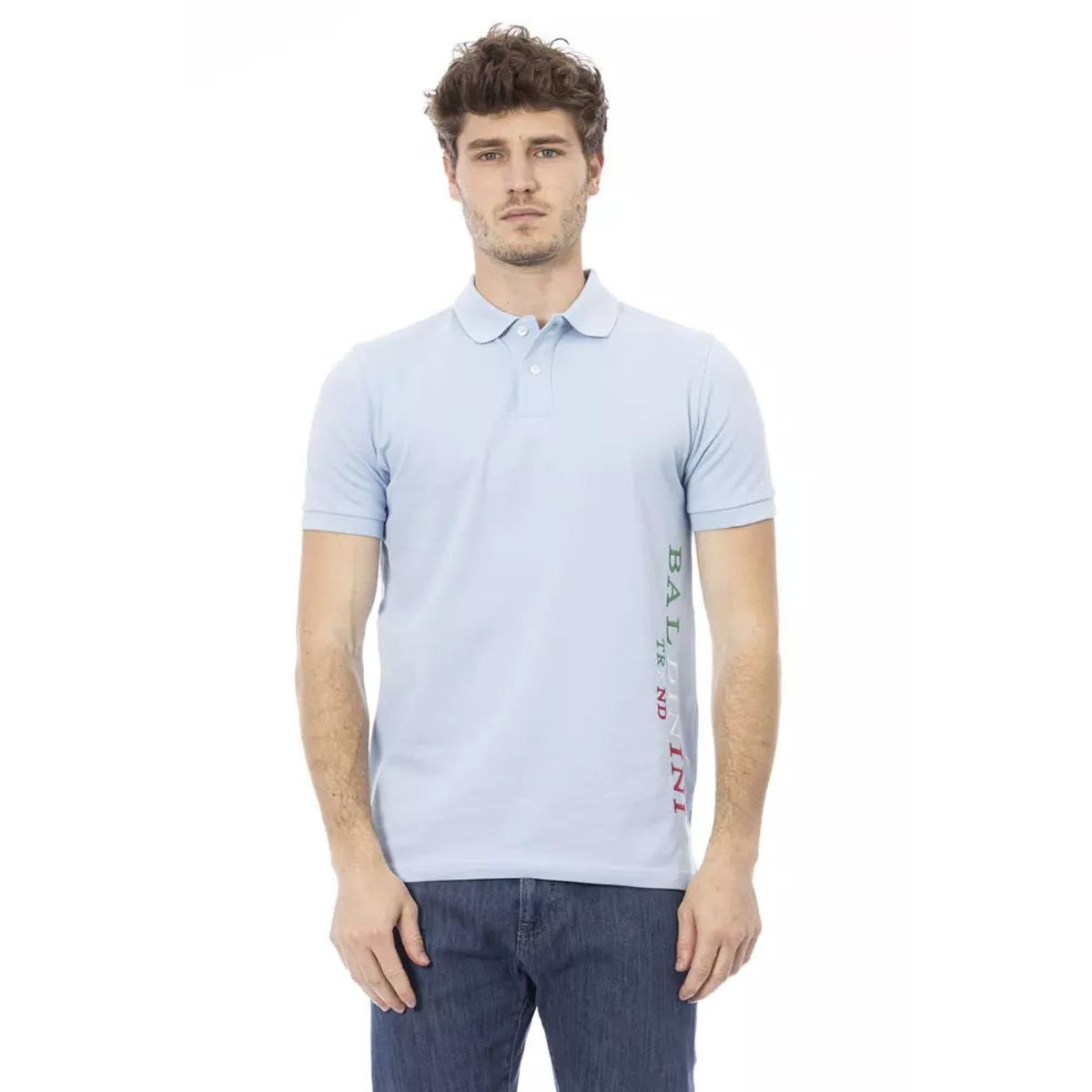 Baldinini Trend Chic Light Blue Embroidered Polo Shirt