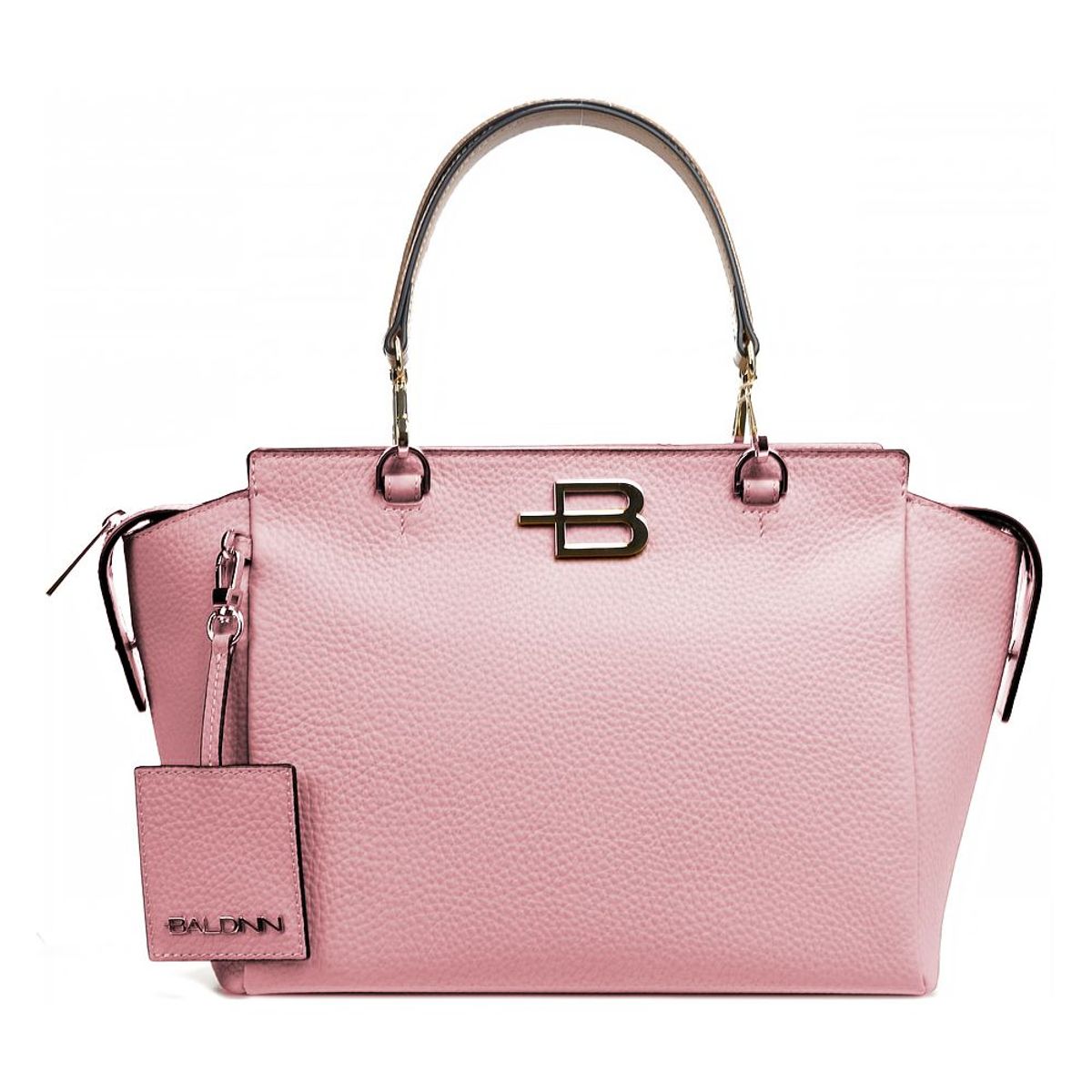 Baldinini Trend Chic Pink Textured Calfskin Håndtaske