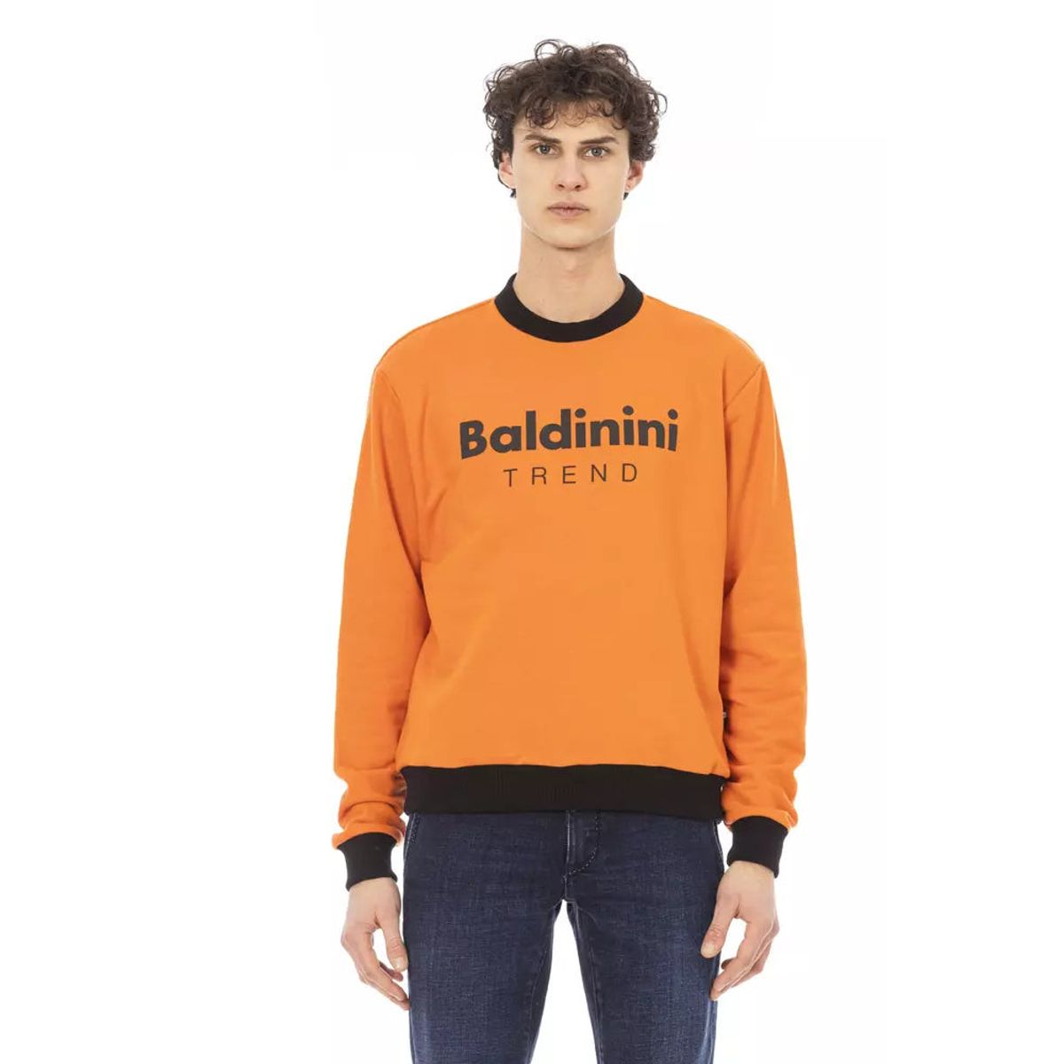 Baldinini Trend Orange Cotton Fleece Hoodie with Front Logo