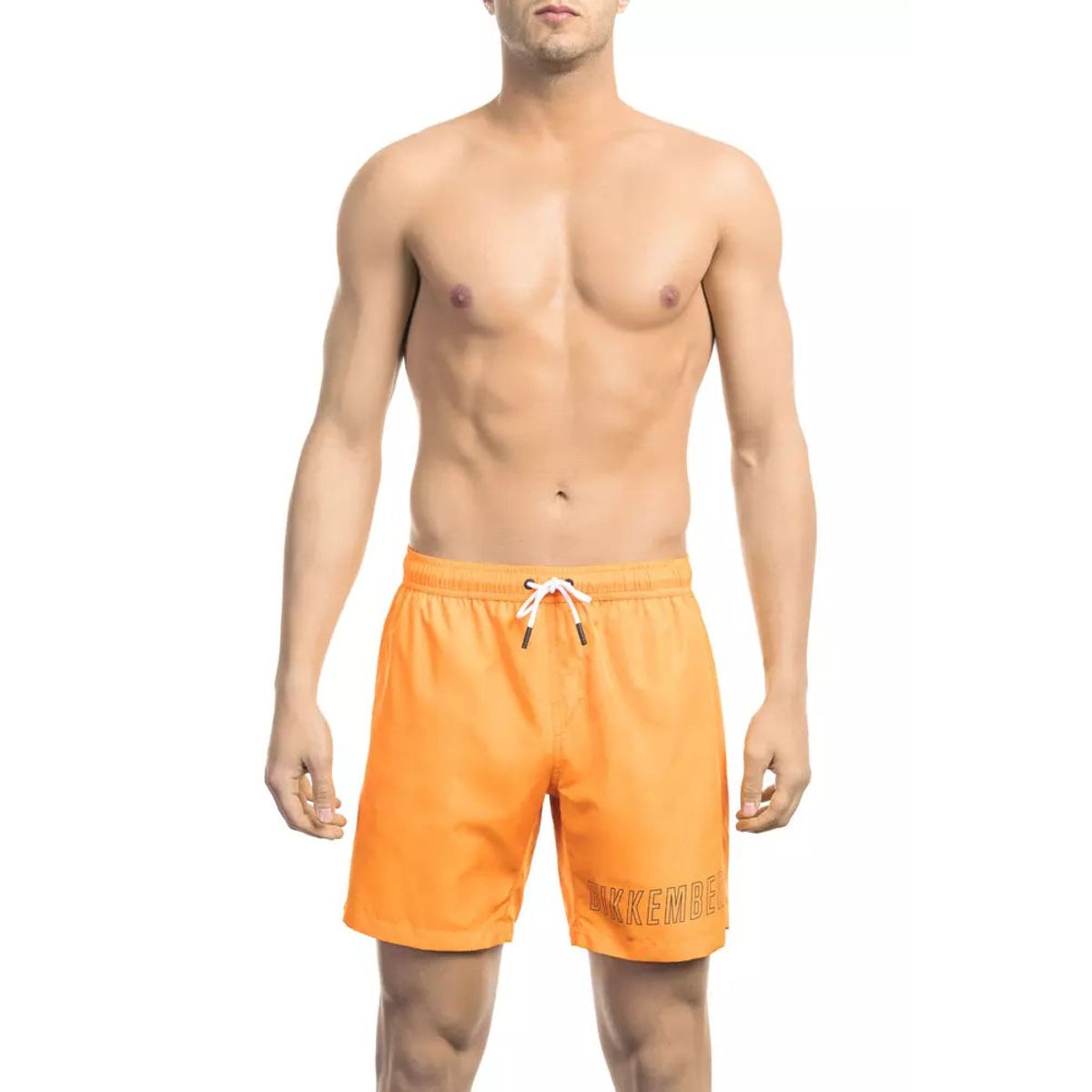 Bikkembergs Electric Orange Swim Shorts with Iconic Print