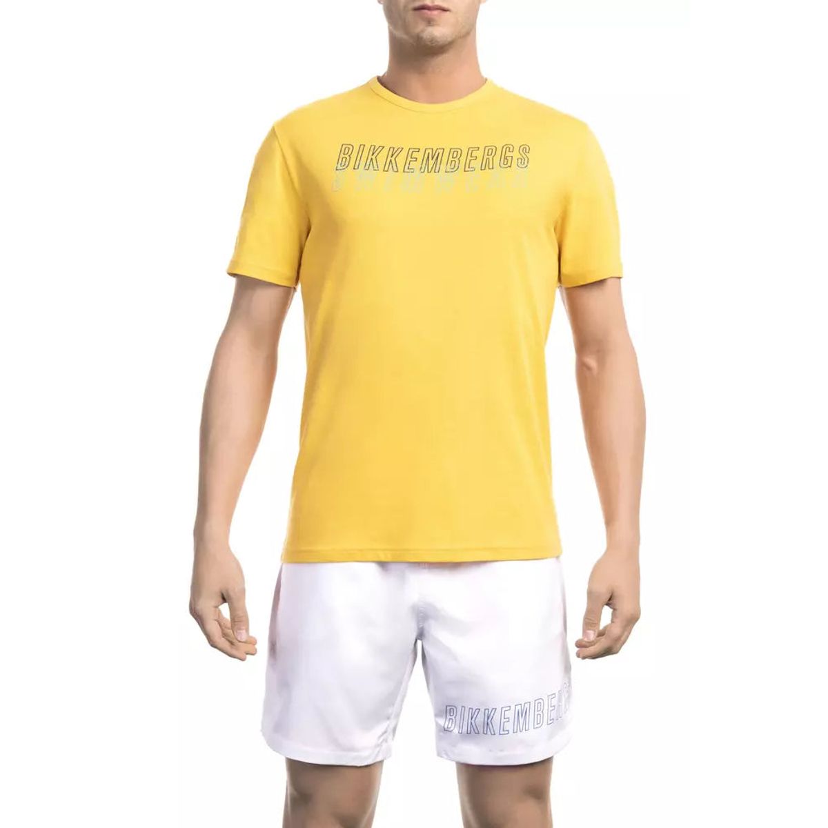 Bikkembergs Sunny Yellow Cotton Tee with Back Logo Detail