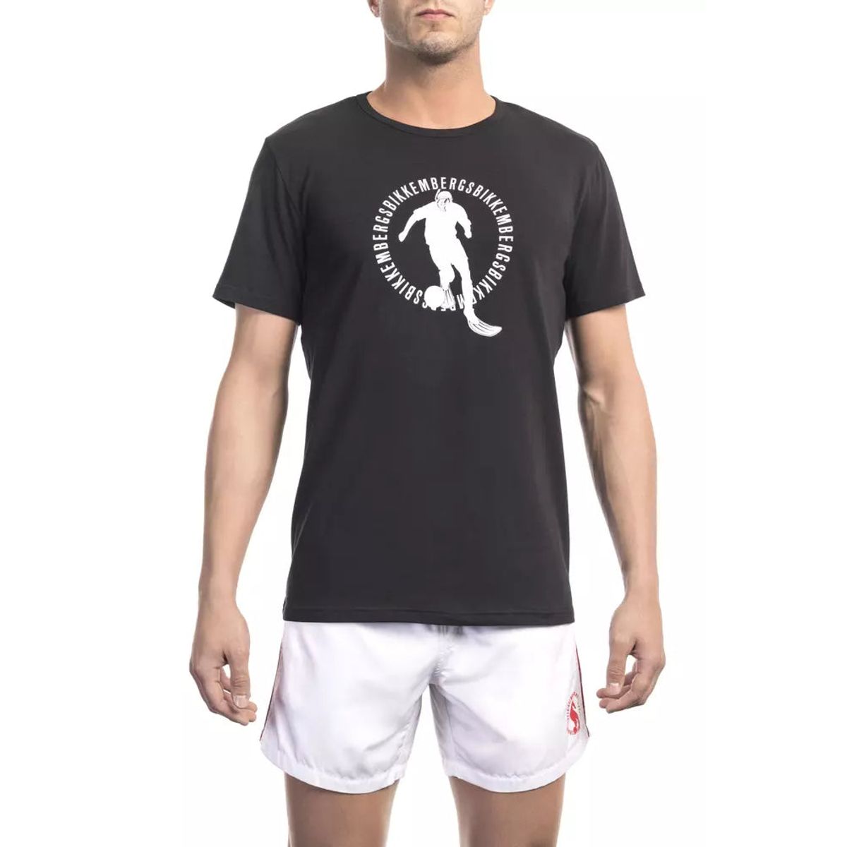 Bikkembergs Sleek Black Cotton Blend Printed T-Shirt