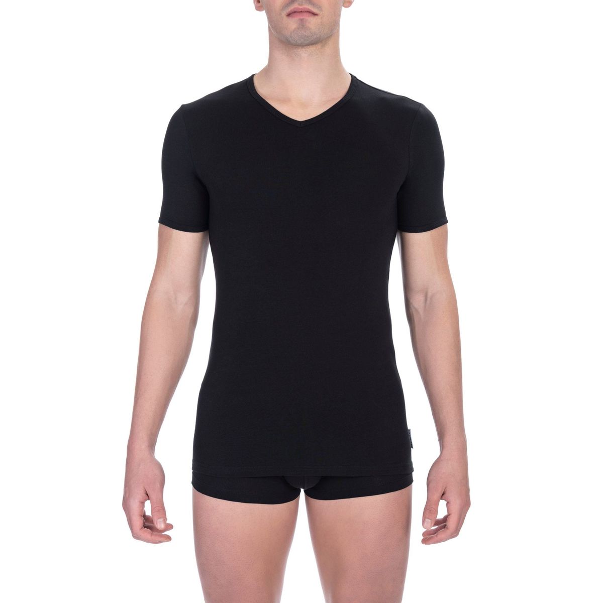 Bikkembergs Sleek V-Neck Cotton Blend Tee