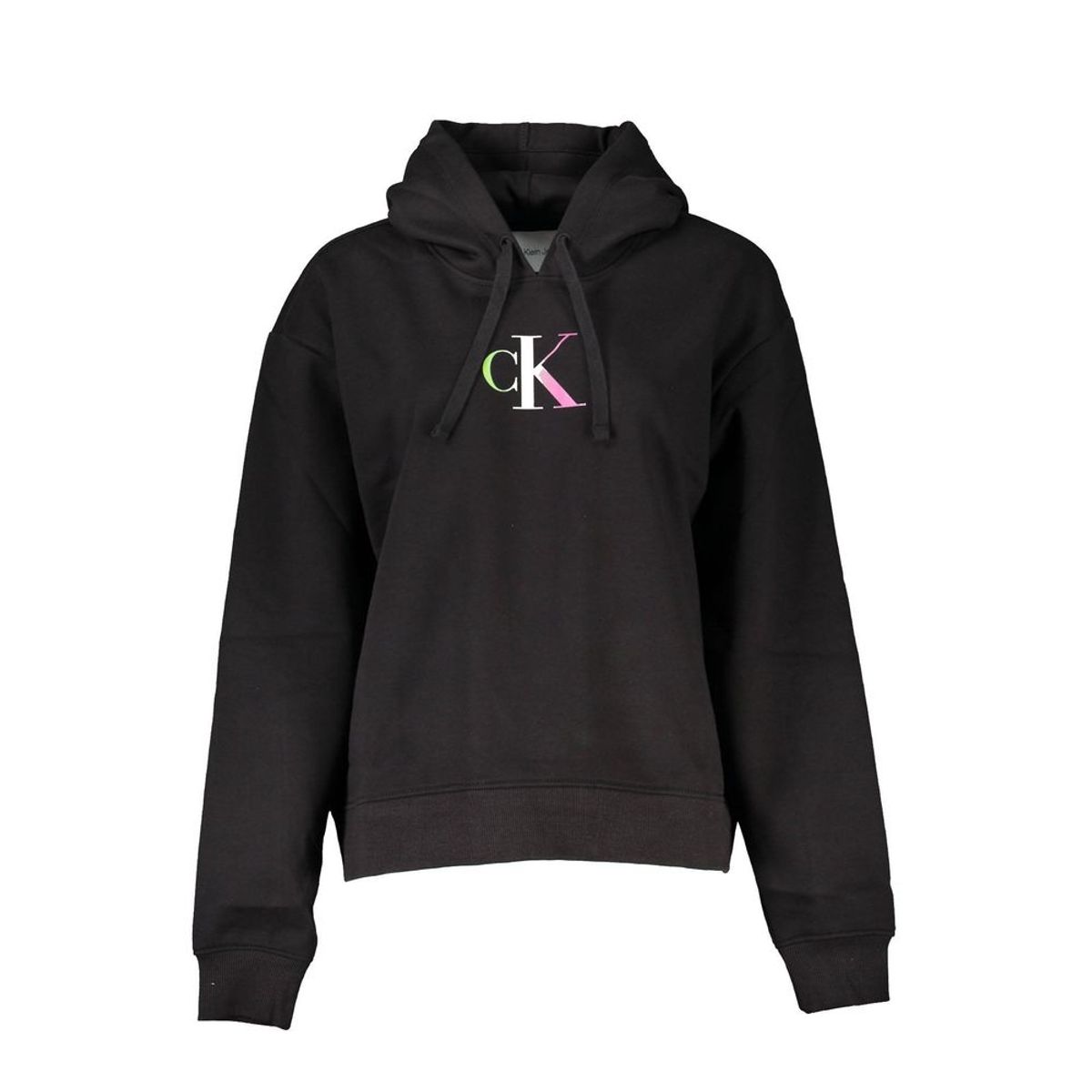 Calvin Klein Chic Black Hooded Sweatshirt with Fleece Interior