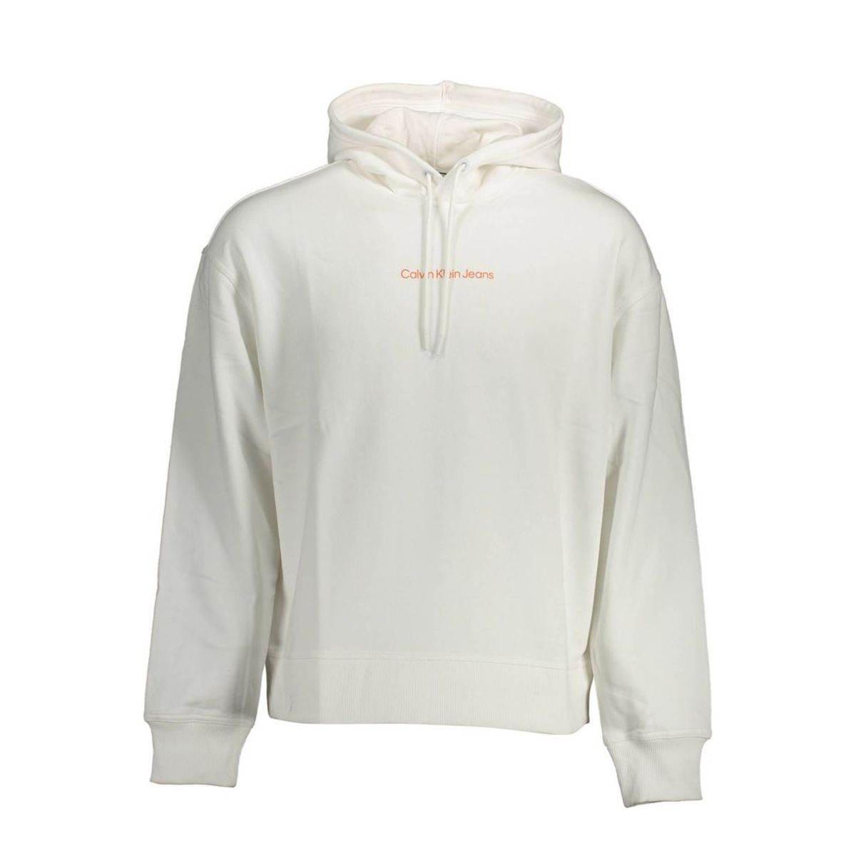 Calvin Klein Chic White Cotton Hooded Sweatshirt with Logo Detail