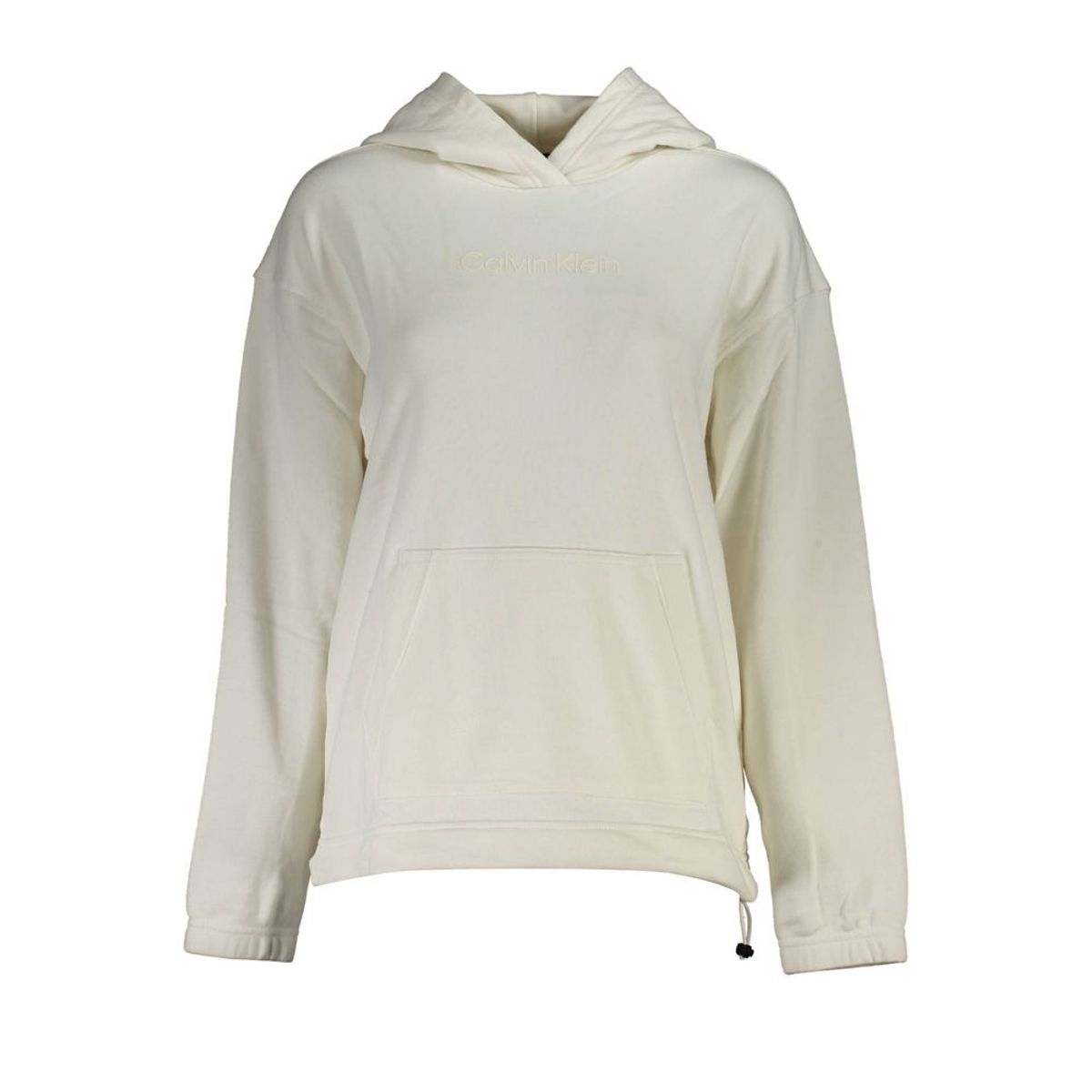 Calvin Klein Chic White Hooded Sweatshirt with Logo Print