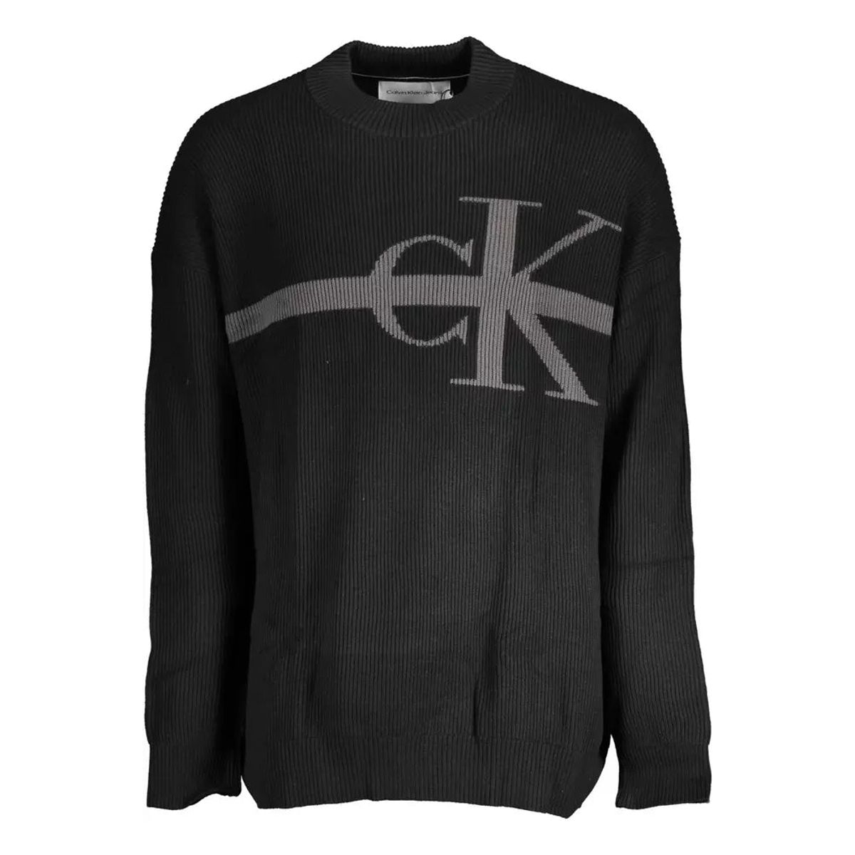 Calvin Klein Elegant Black Turtleneck with Embroidered Logo