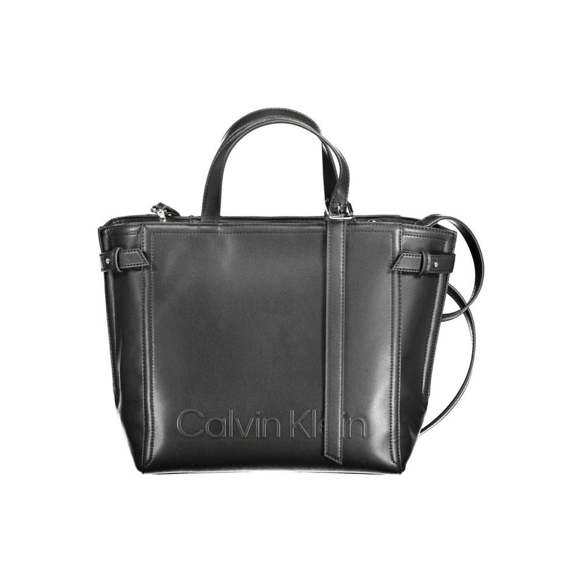 Calvin Klein Elegant Black Two-Handle Recycled Polyester Bag