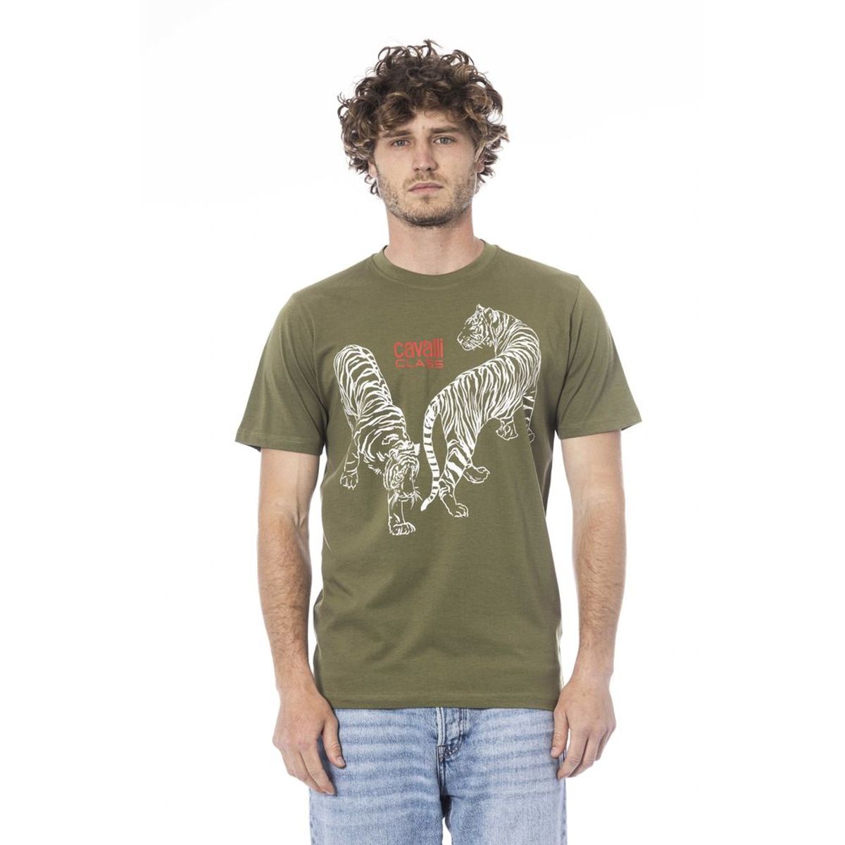 Cavalli Class Green Cotton T-Shirt