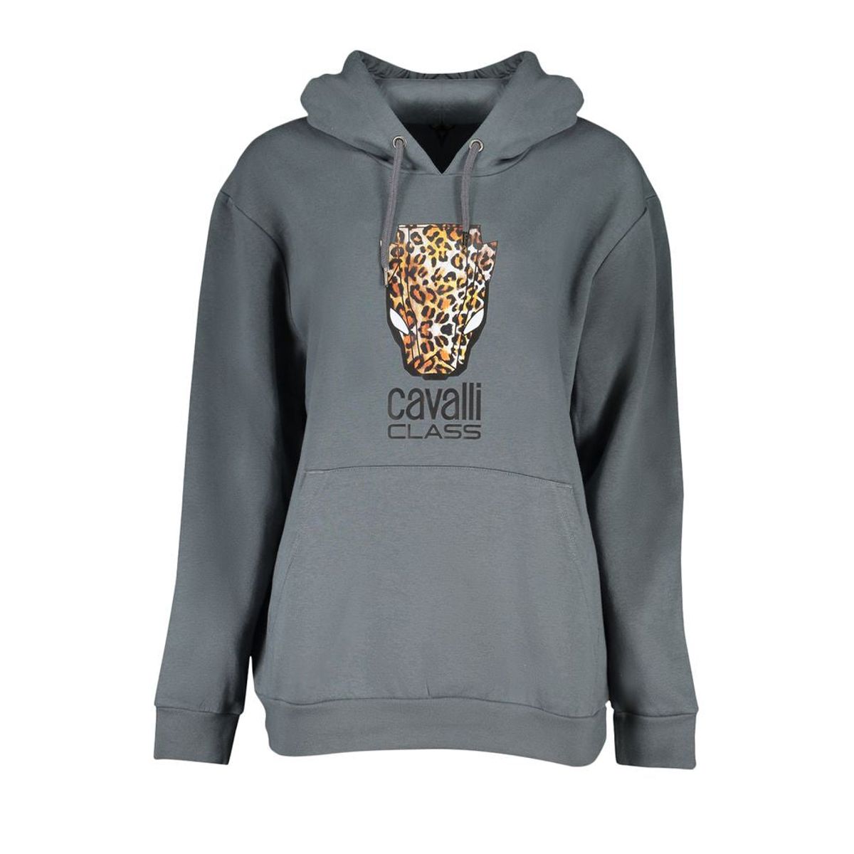 Cavalli Class Elegant Hooded Fleece Sweatshirt in Gray