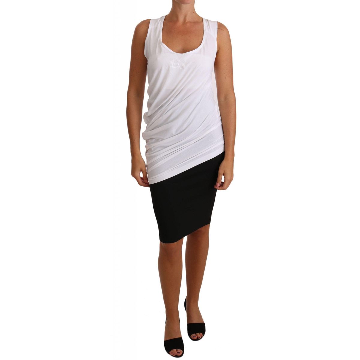 Cavalli Elegant White Tie Back Tank Top Tee