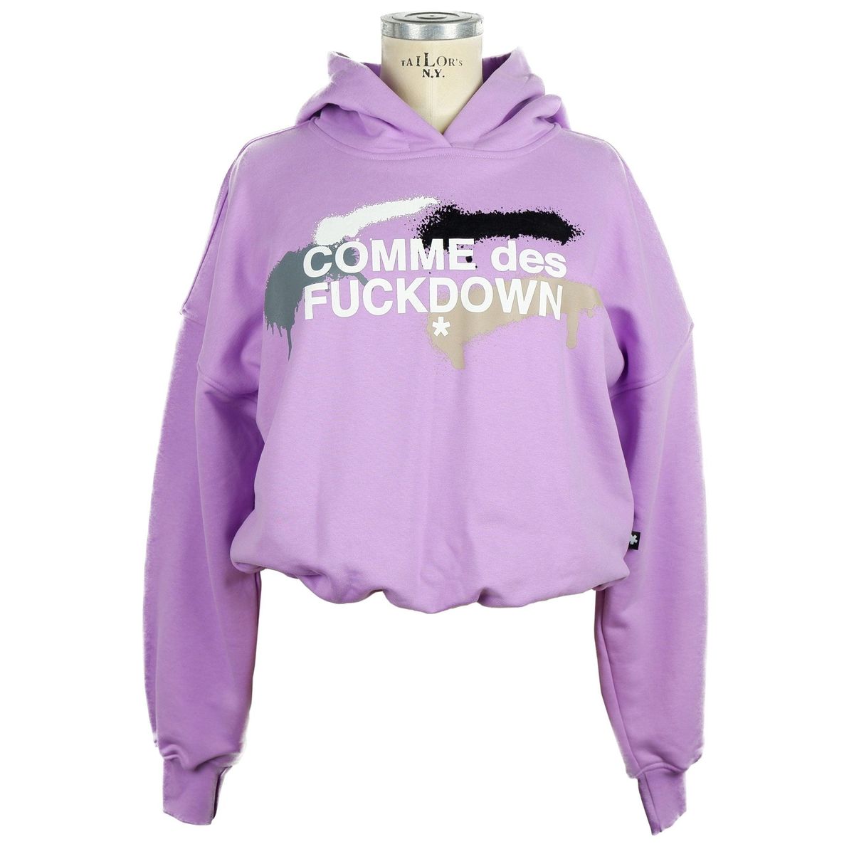 Comme Des Fuckdown Chic Purple Hooded Sweatshirt with Logo Print