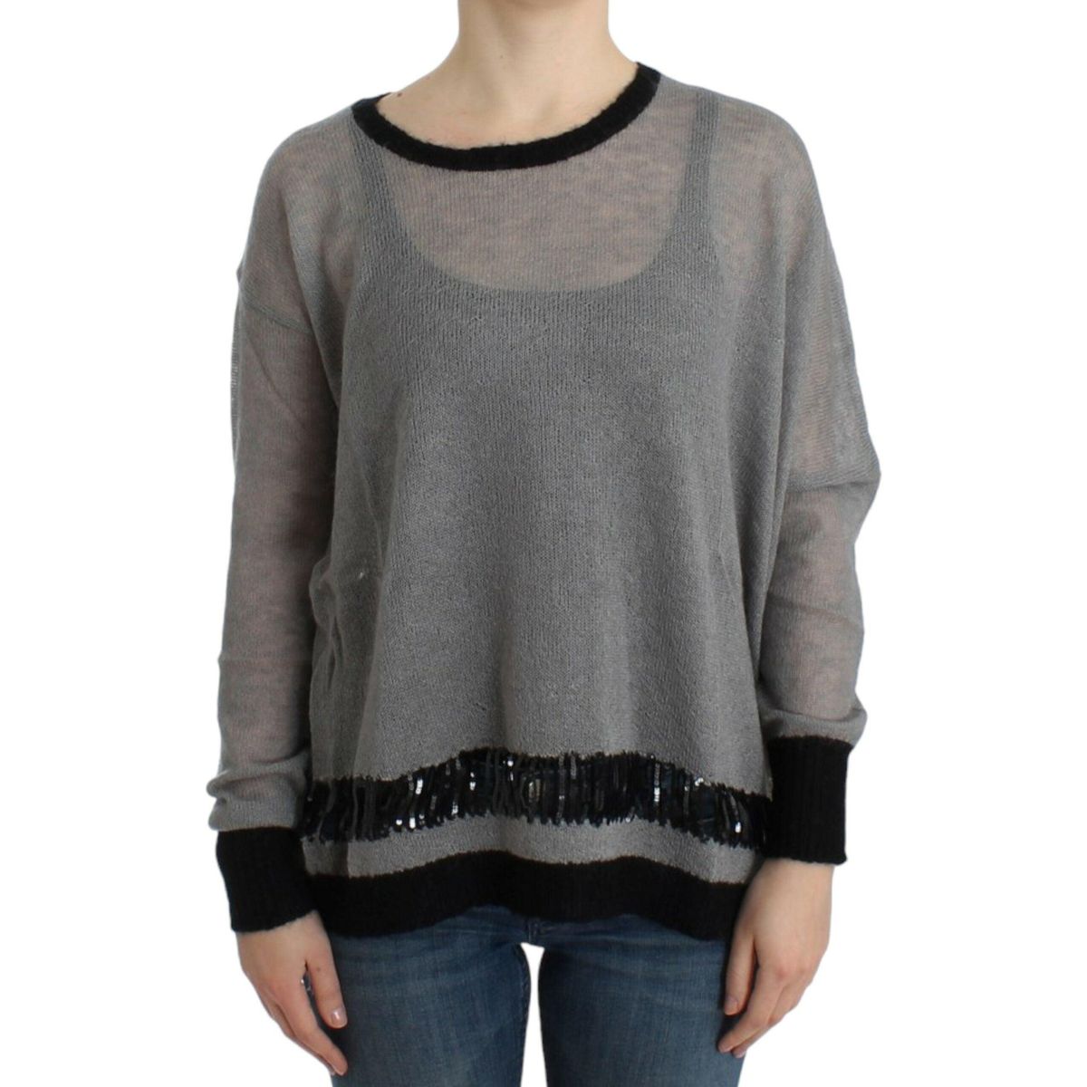 Costume National Chic Asymmetric Embellished Knit Sweater