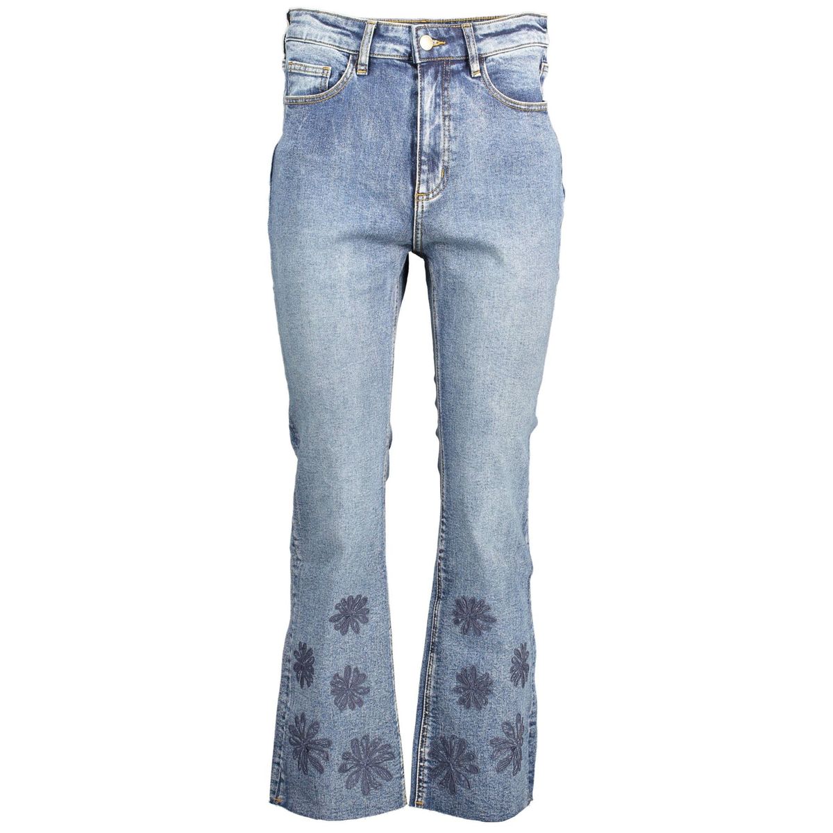 Desigual Chic Embroidered Faded Jeans with Contrasting Accents