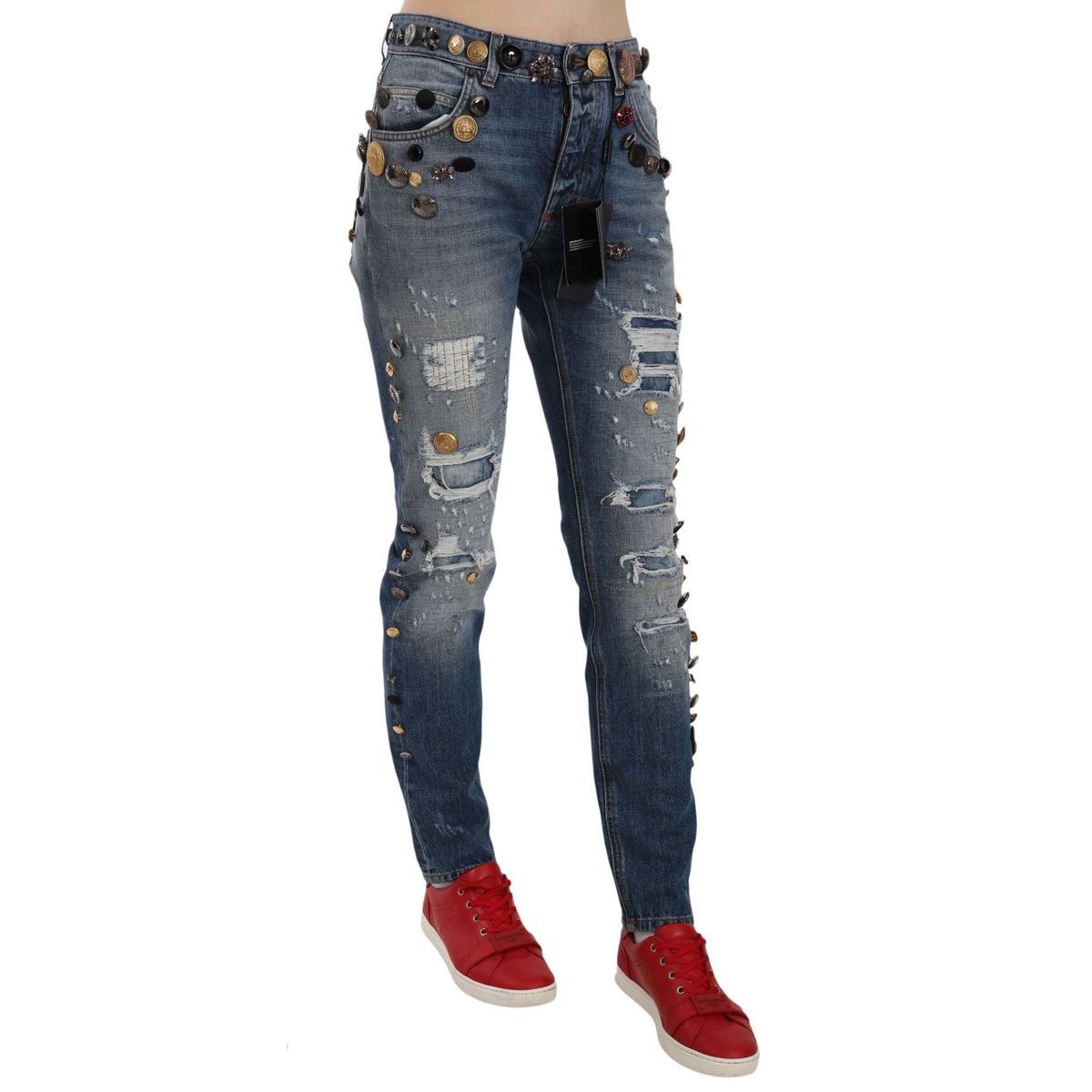 Dolce & Gabbana Crystal Embellished Luxury Denim Jeans