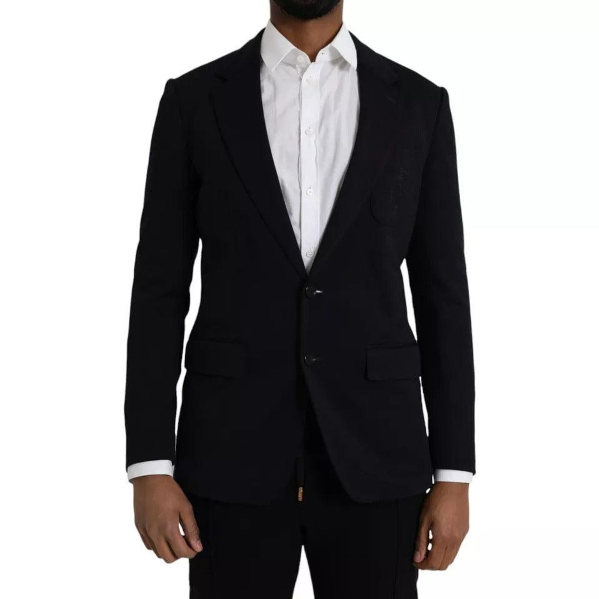 Dolce & Gabbana Blue Wool Notch Single Breasted Coat Blazer