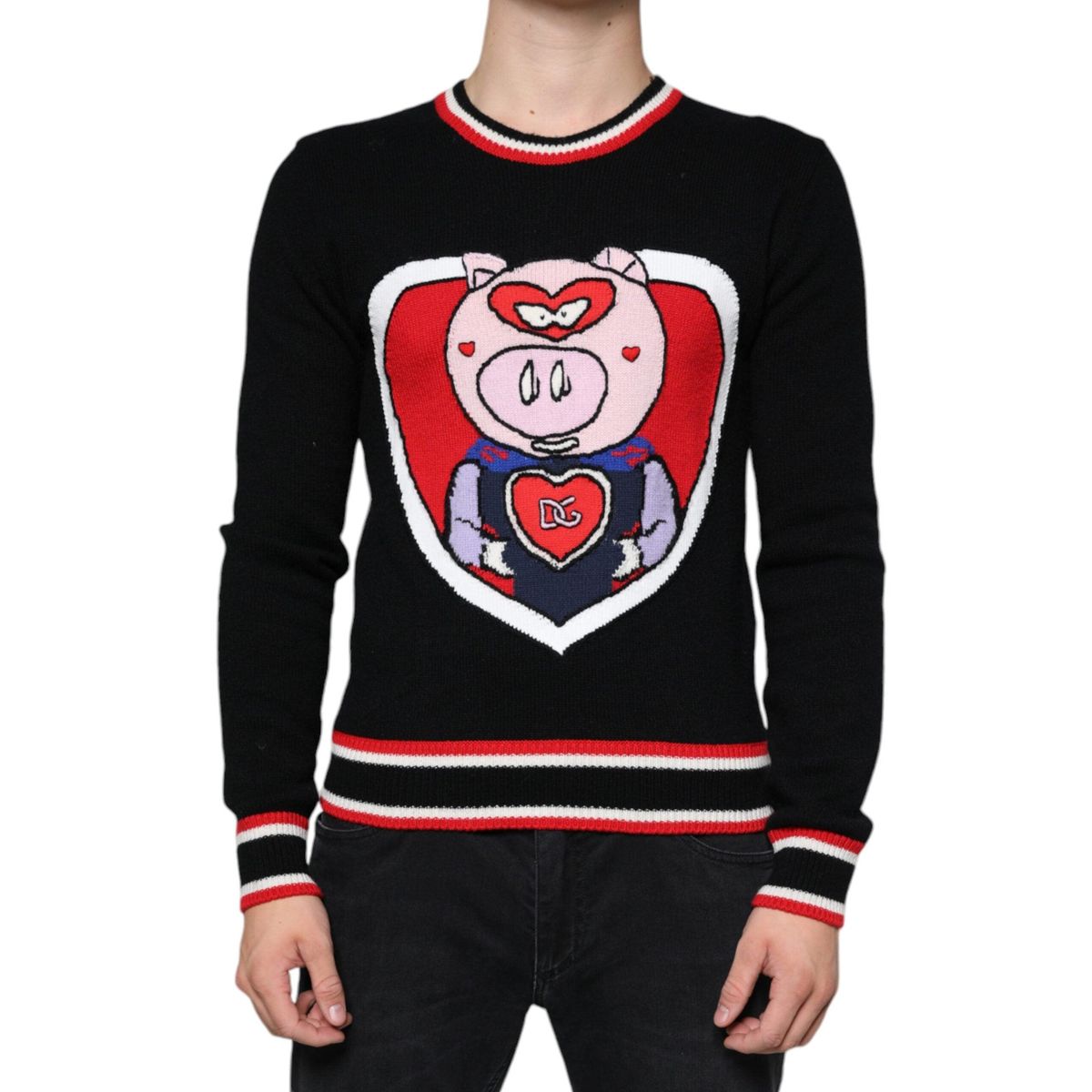 Dolce & Gabbana Black Cashmere Pig of the Year Pullover Sweater