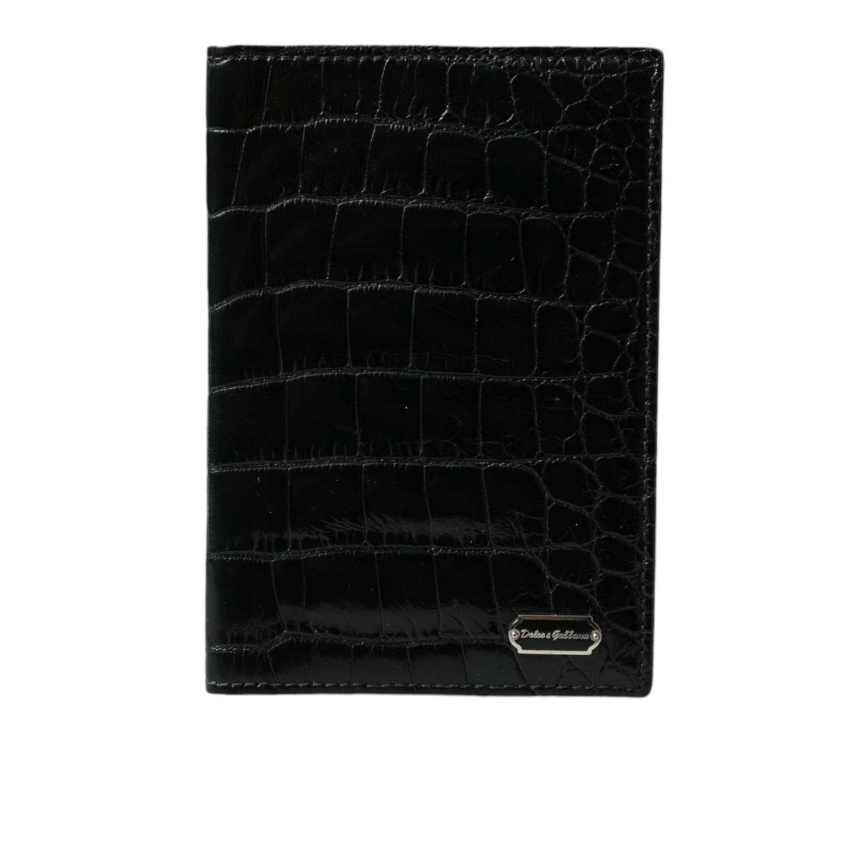 Dolce & Gabbana Black Exotic Skin Leather Long Bifold Passport Holder