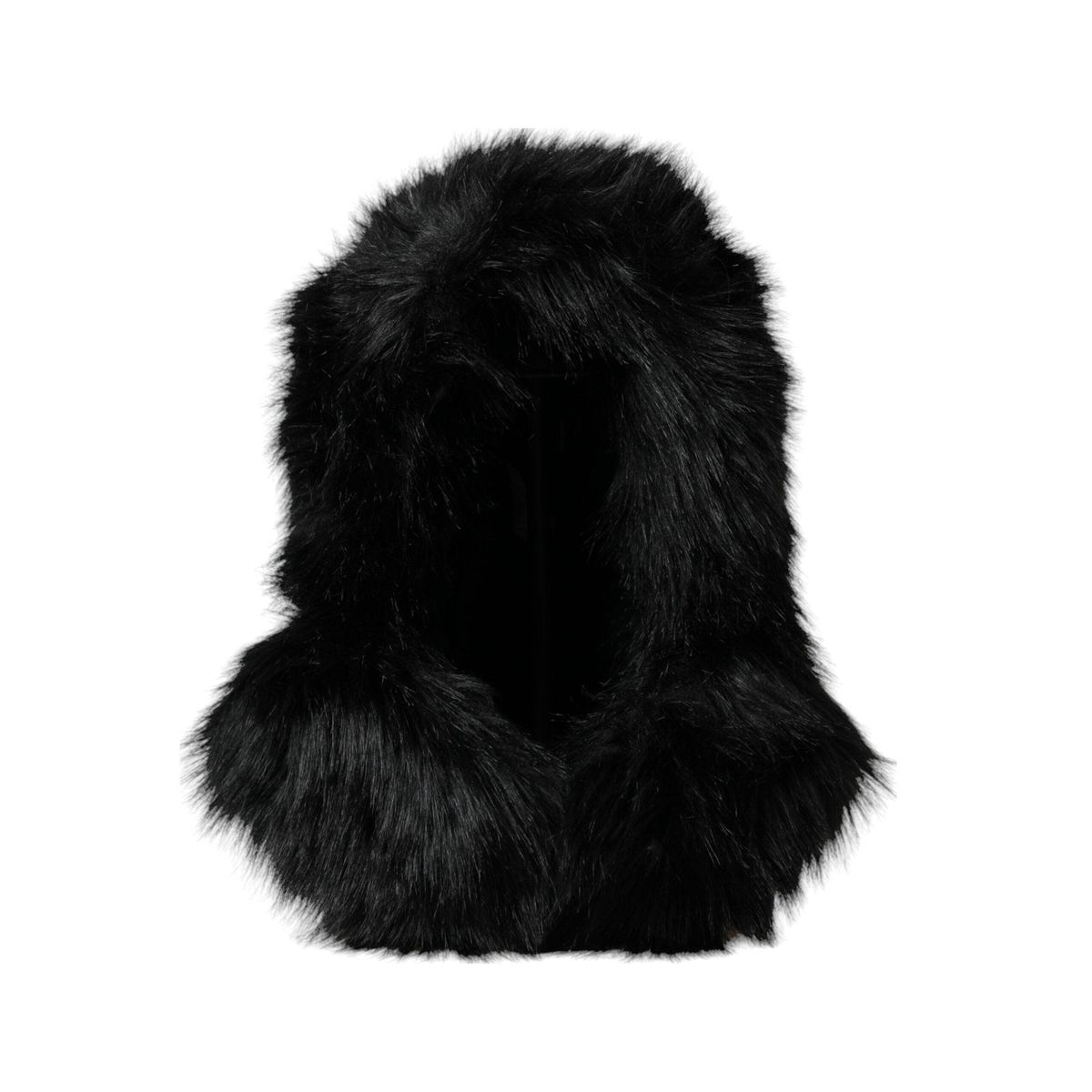 Dolce & Gabbana Black Faux Fur Whole Head Wrap Hat