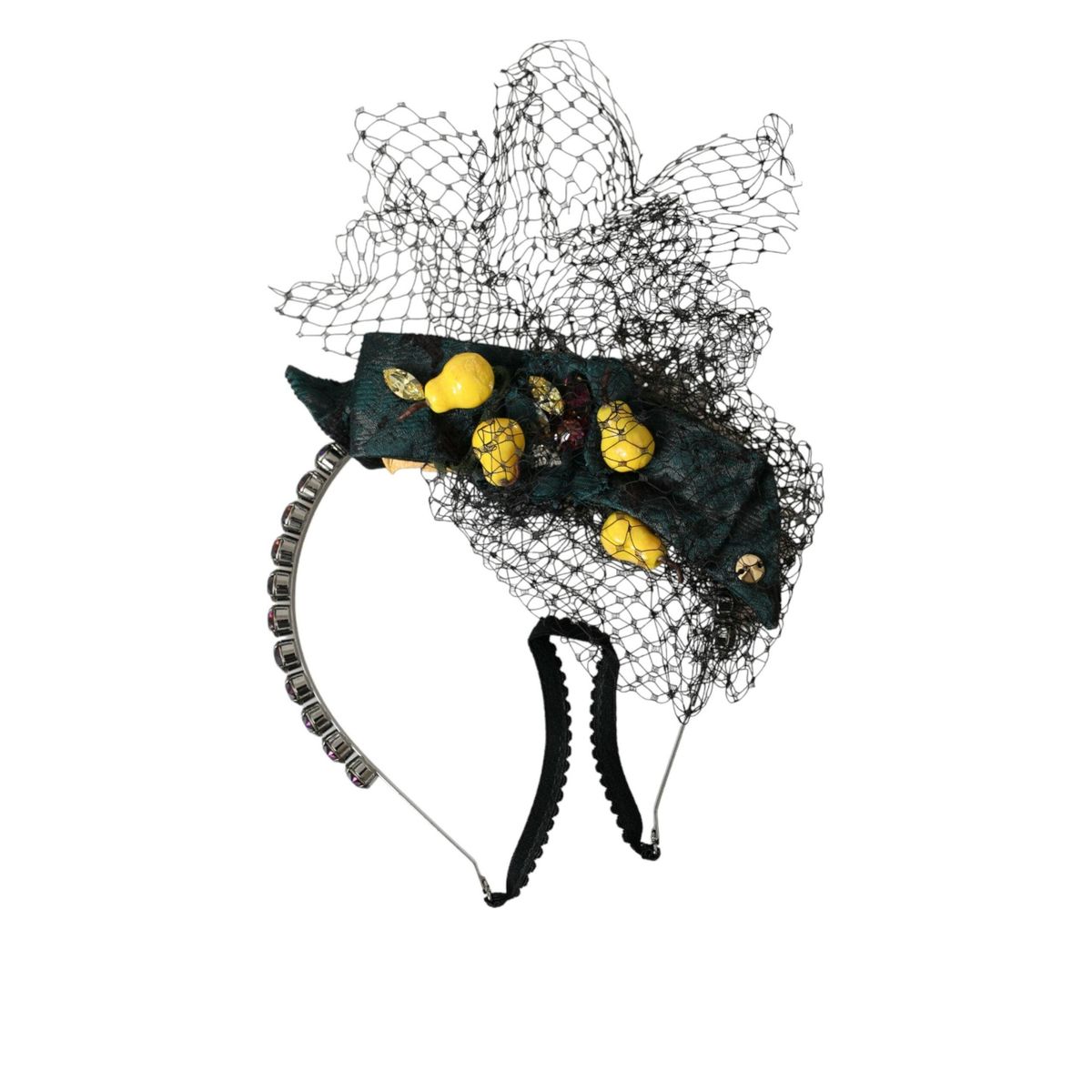 Dolce & Gabbana Black Lemons Sicily Purple Crystal Net Headband Diadem