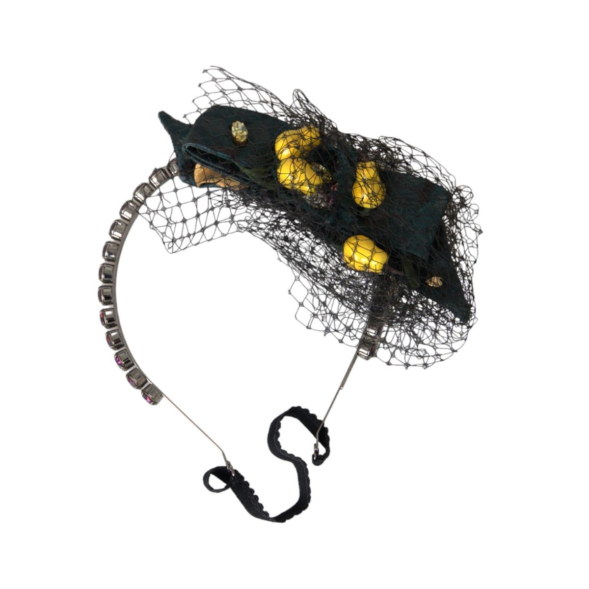 Dolce & Gabbana Black Lemons Sicily Purple Crystal Net Headband Diadem