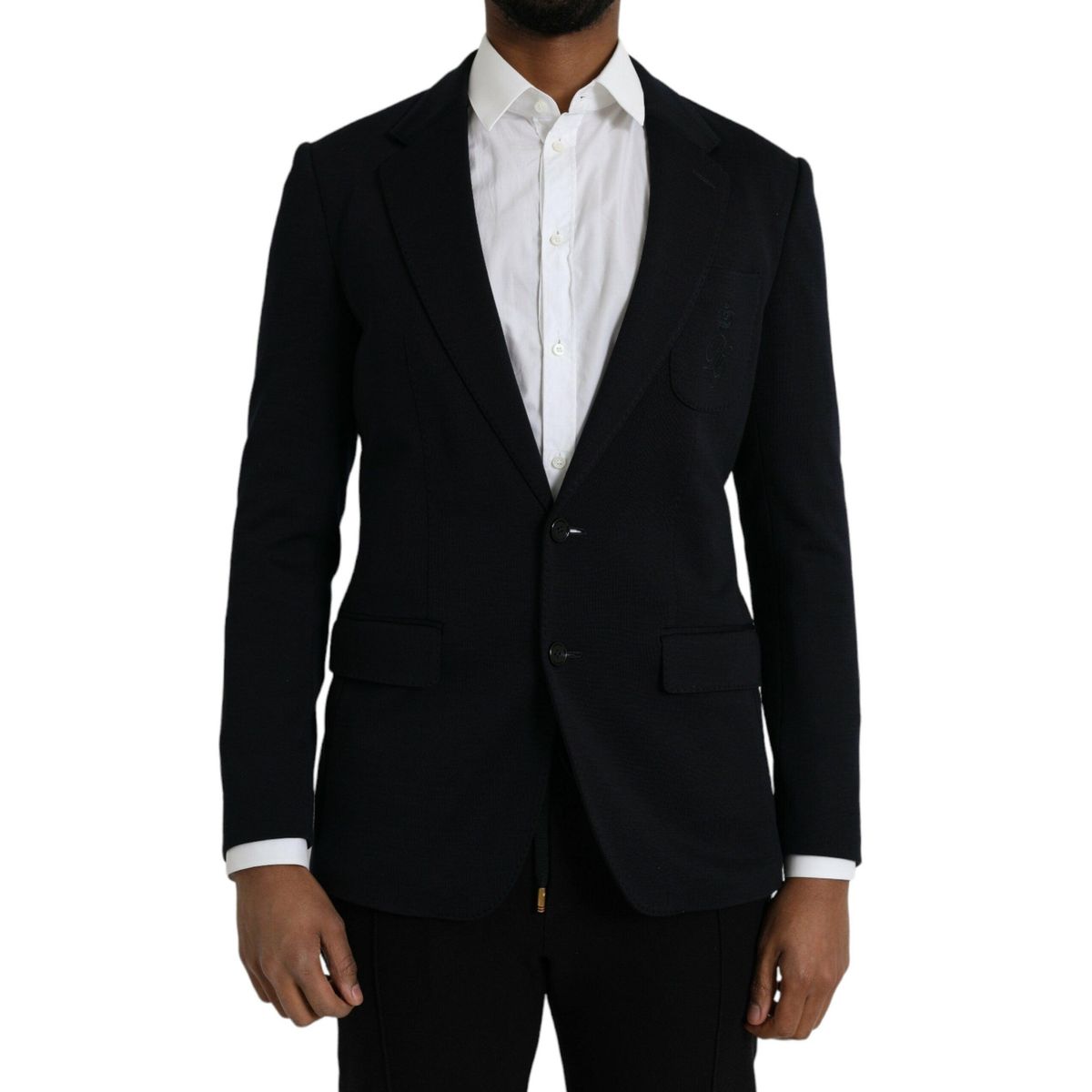 Dolce & Gabbana Black Wool Notch Single Breasted Coat Blazer