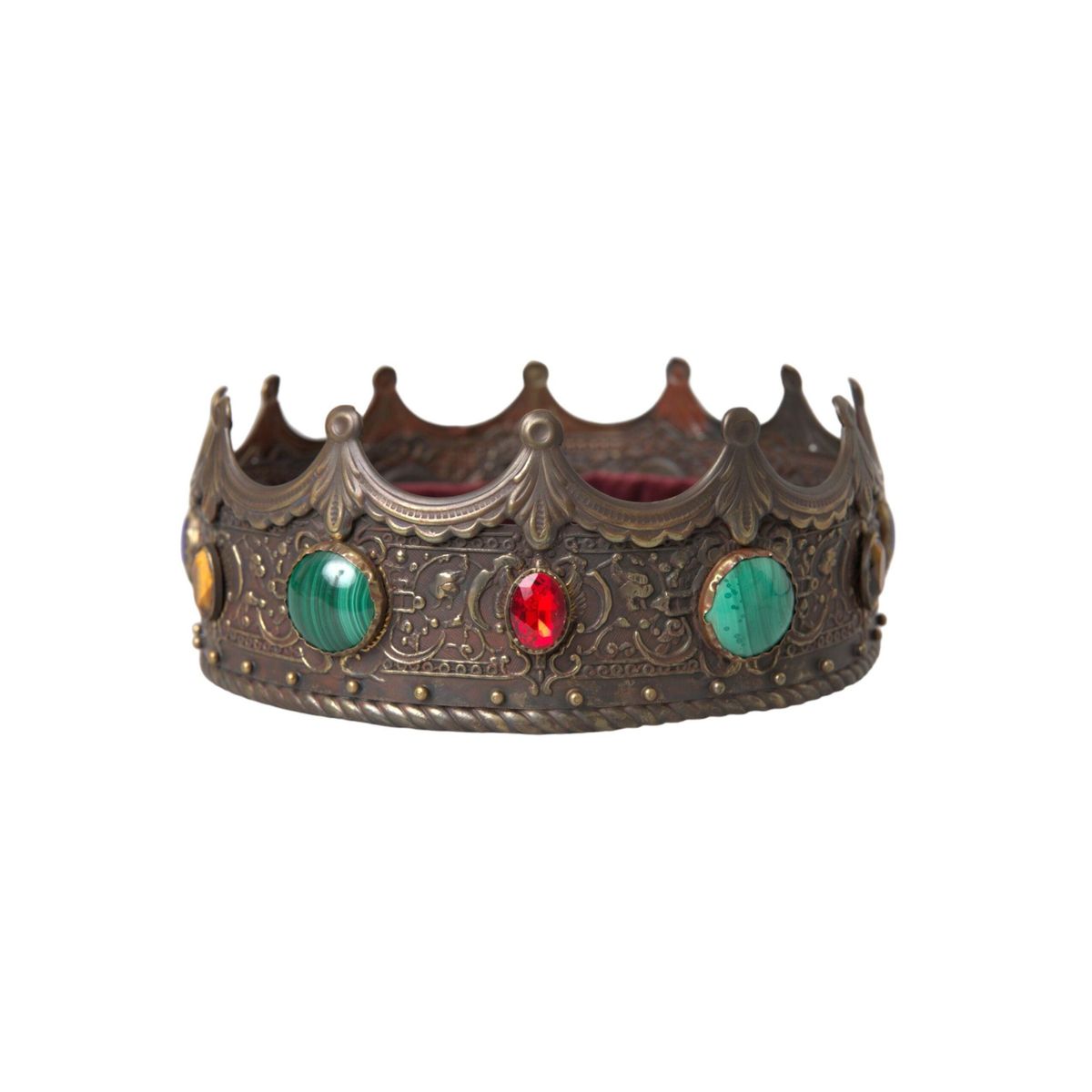 Dolce & Gabbana Bronze Brass Multicolor Crystal Crown Tiara Hat