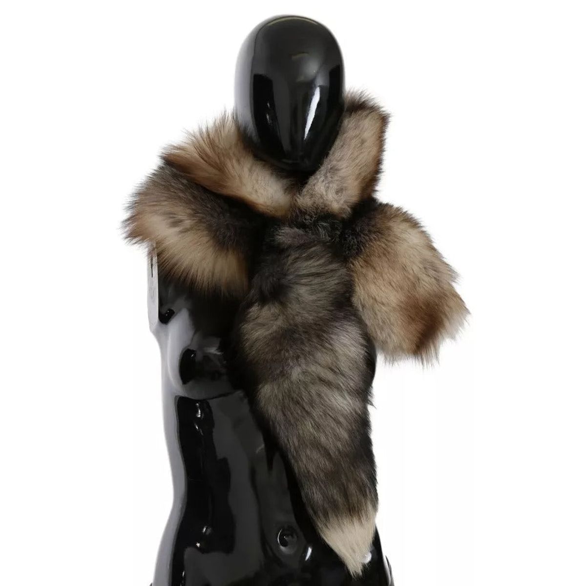 Dolce & Gabbana Brown Fox Tail Fur Shawl Neck Wrap Cover Collar Scarf