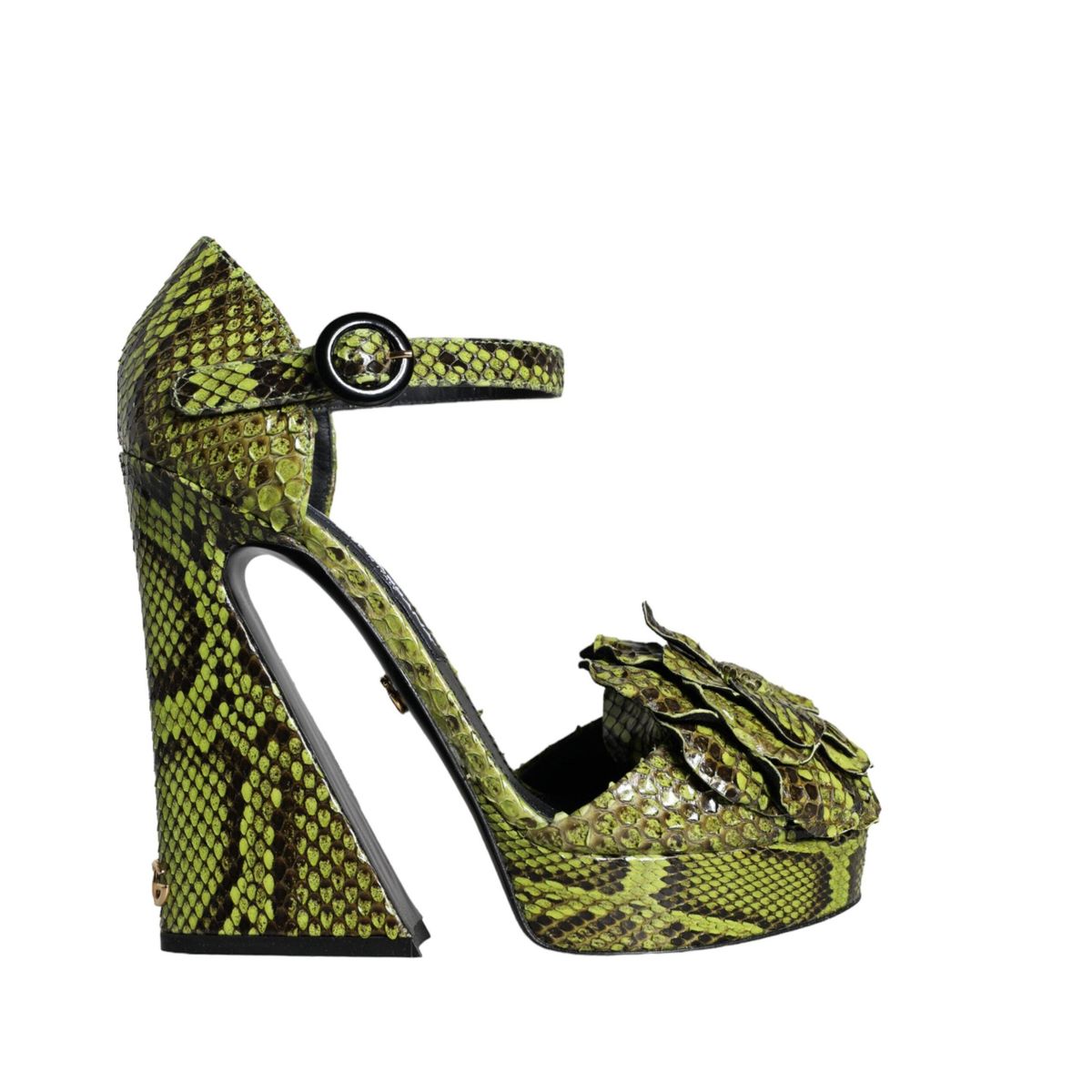 Dolce & Gabbana Green Exotic Leather Ankle Strap Heels SandalerSko