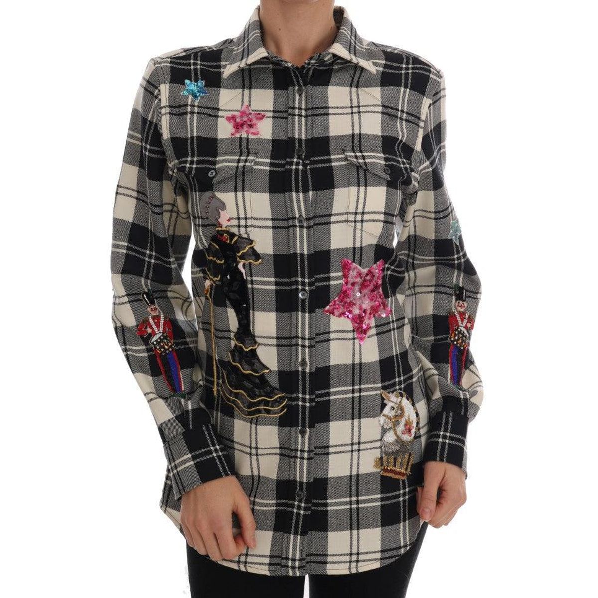 Dolce & Gabbana Enchanted Sequin Checkered Wool Shirt