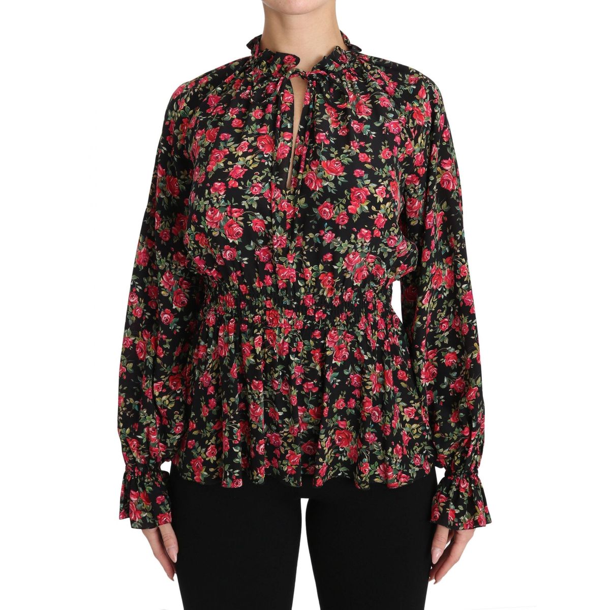 Dolce & Gabbana Elegant Black Floral Silk Shirt