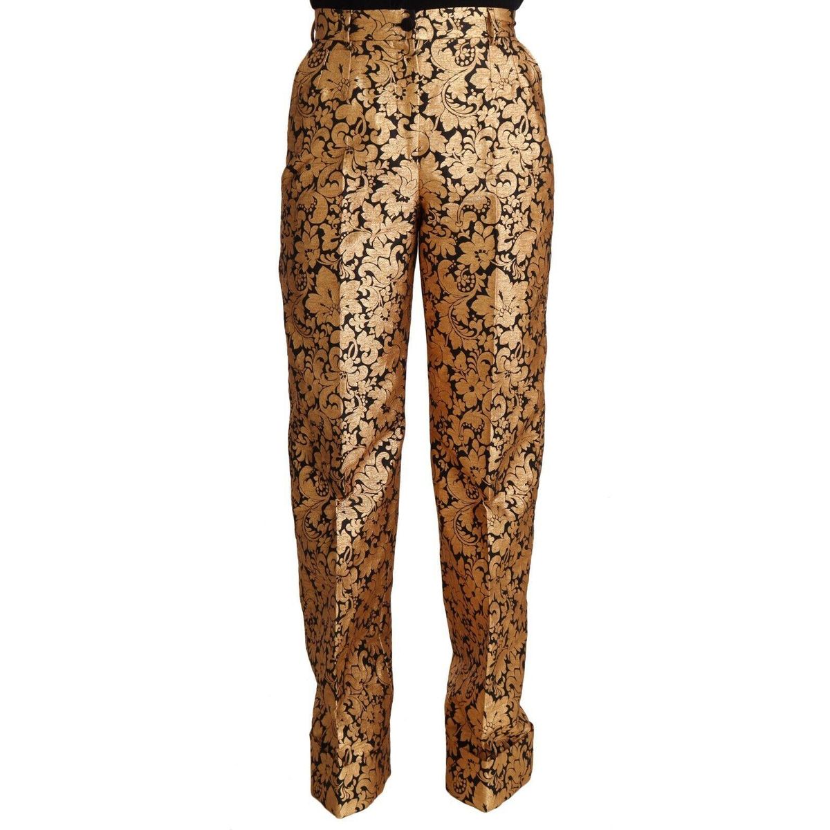 Dolce & Gabbana Elegant Floral Jacquard High Waist Trousers