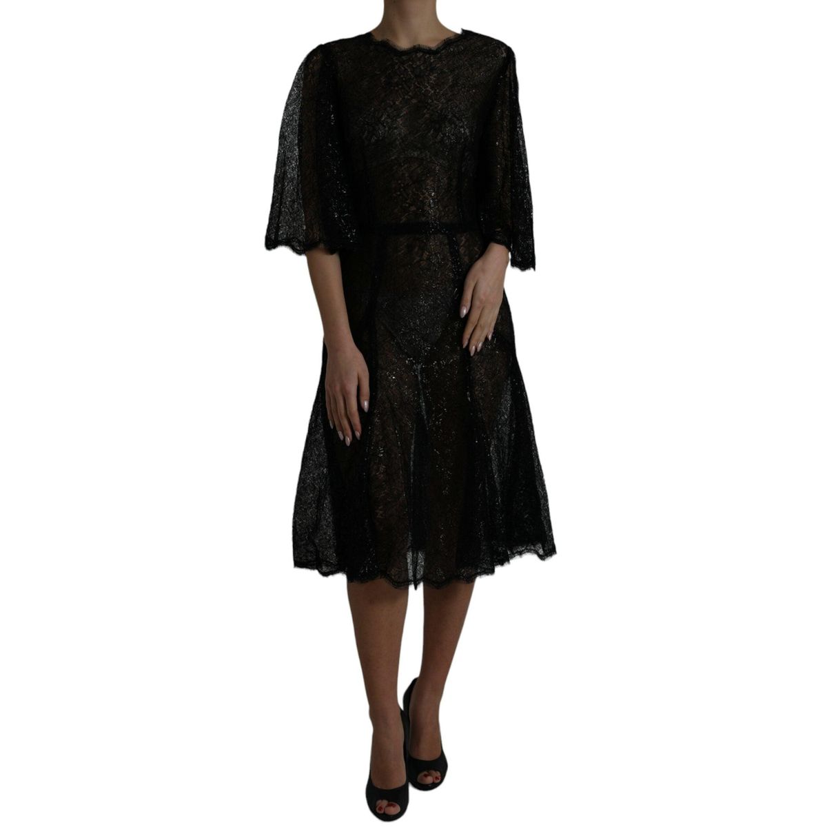 Dolce & Gabbana Elegant Floral Lace Midi Dress