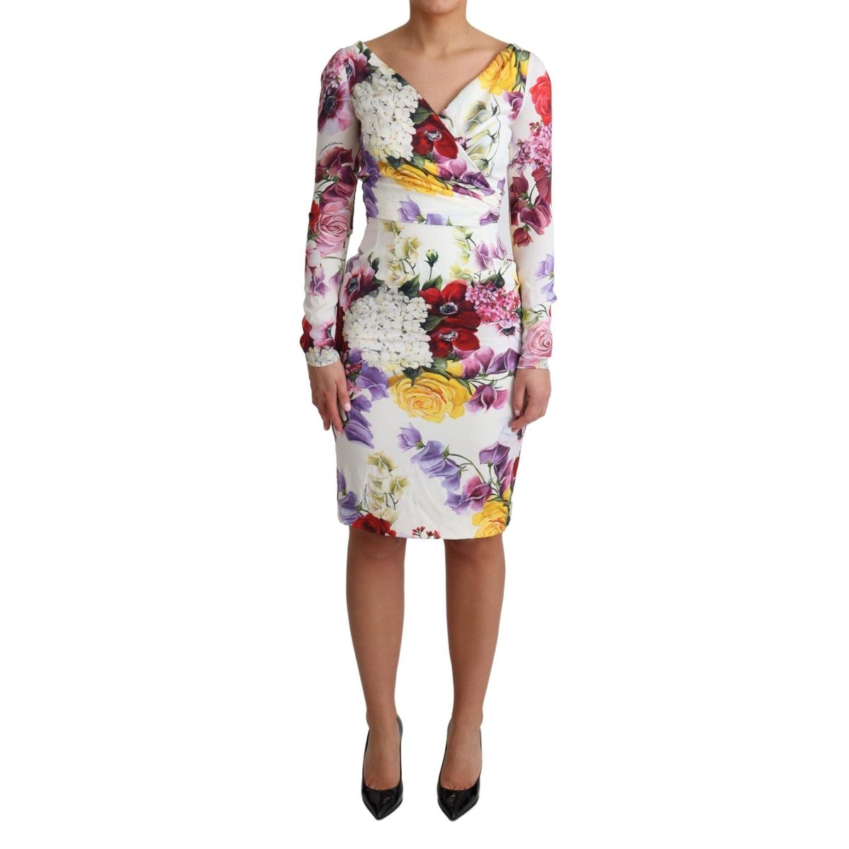 Dolce & Gabbana Elegant Floral Sheath Silk Dress