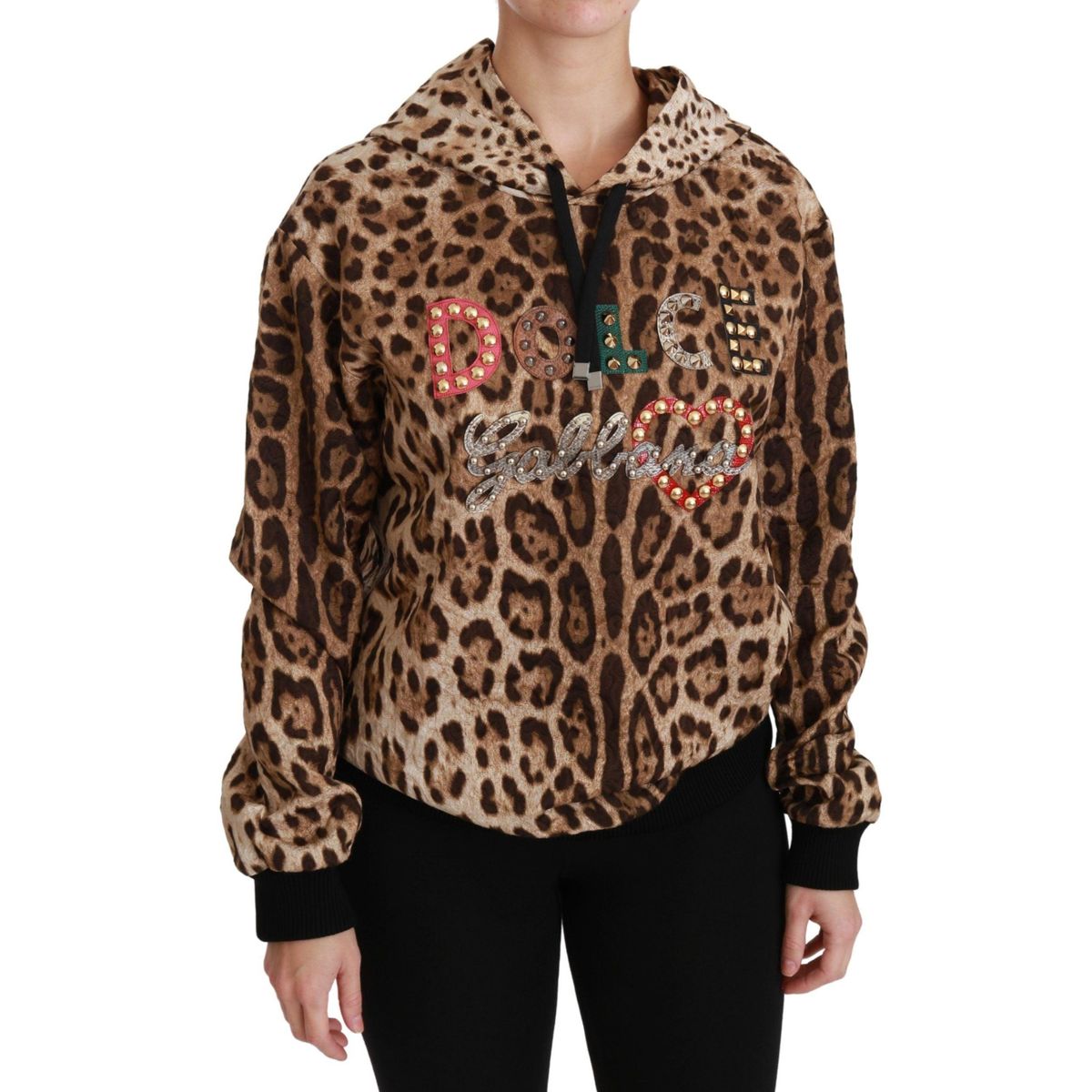 Dolce & Gabbana Elegant Leopard Print Hooded Sweater