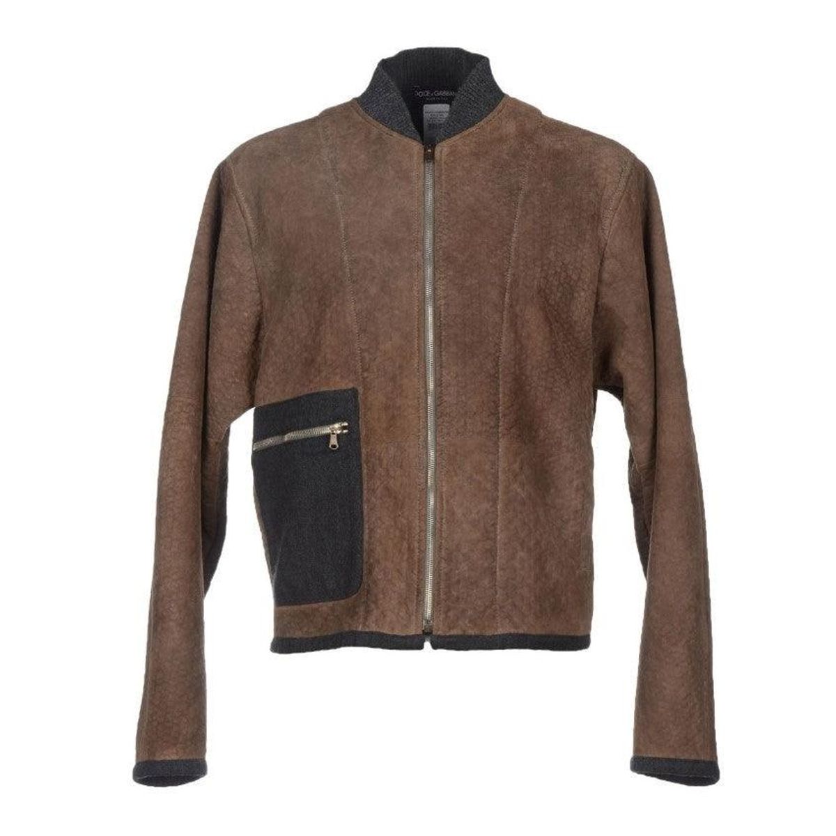 Dolce & Gabbana Elegant Leather & Wool Blend Jacket