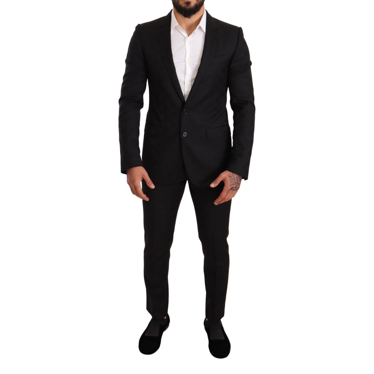 Dolce & Gabbana Elegant Martini Black Wool Suit